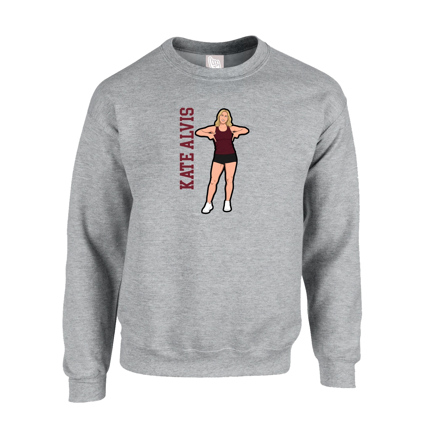 Fleece Crew — Name Vertical in Grey