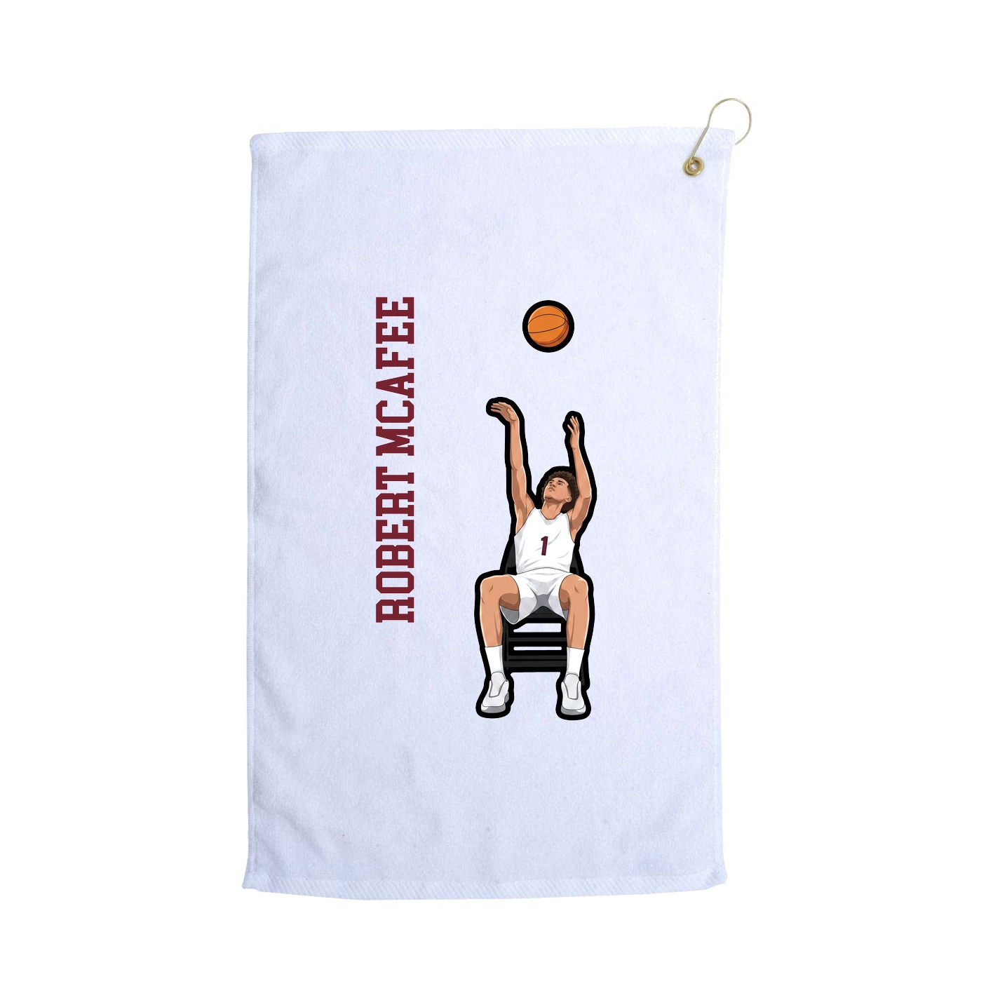 Golf Towel — Name Vertical in White