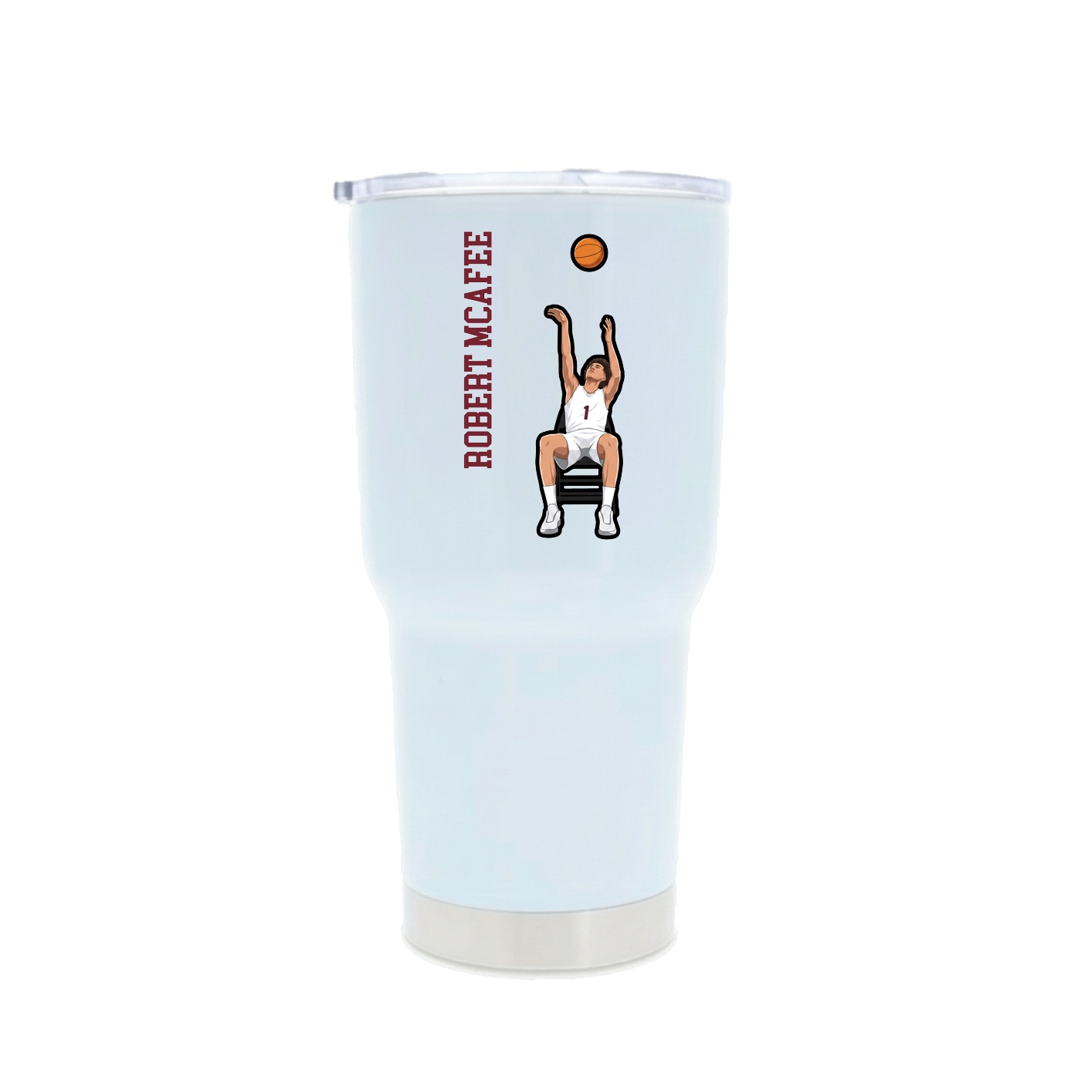 30oz Stainless Steel Tumbler — Name Vertical in White