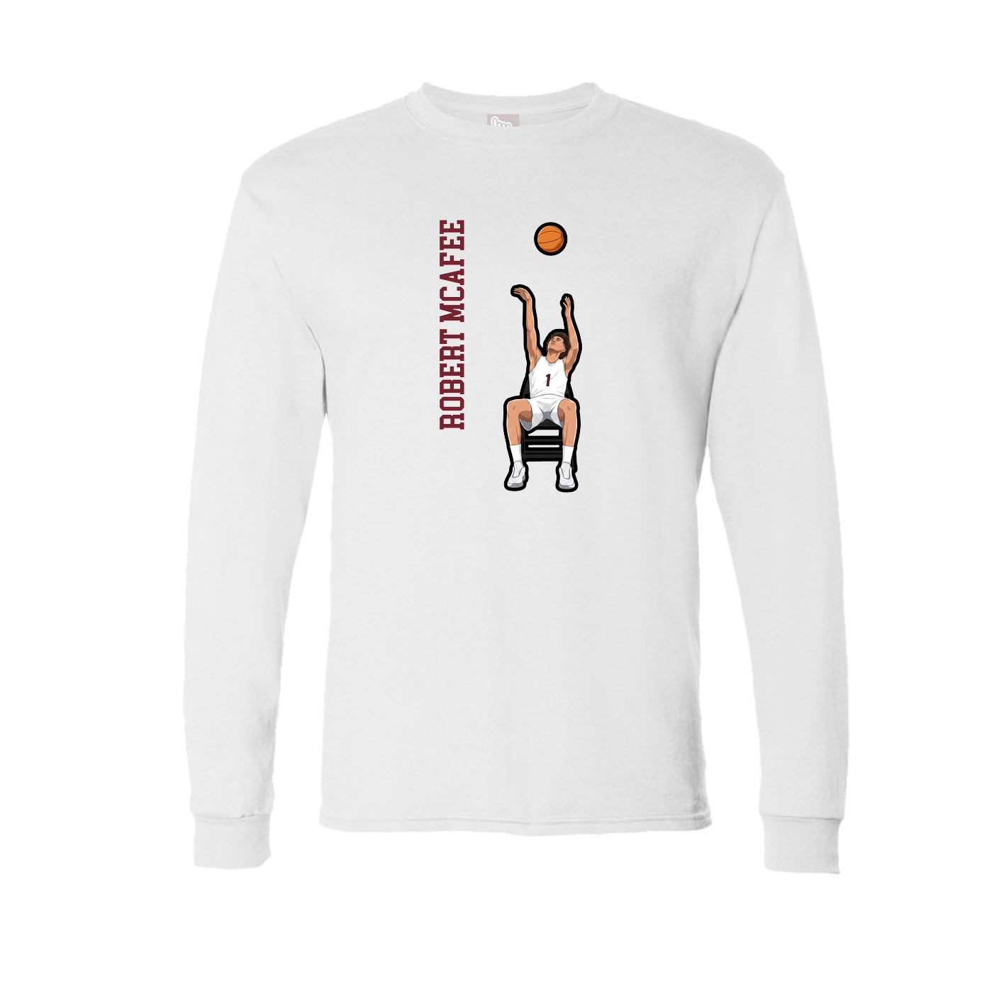 Long Sleeve Tee — Name Vertical in White