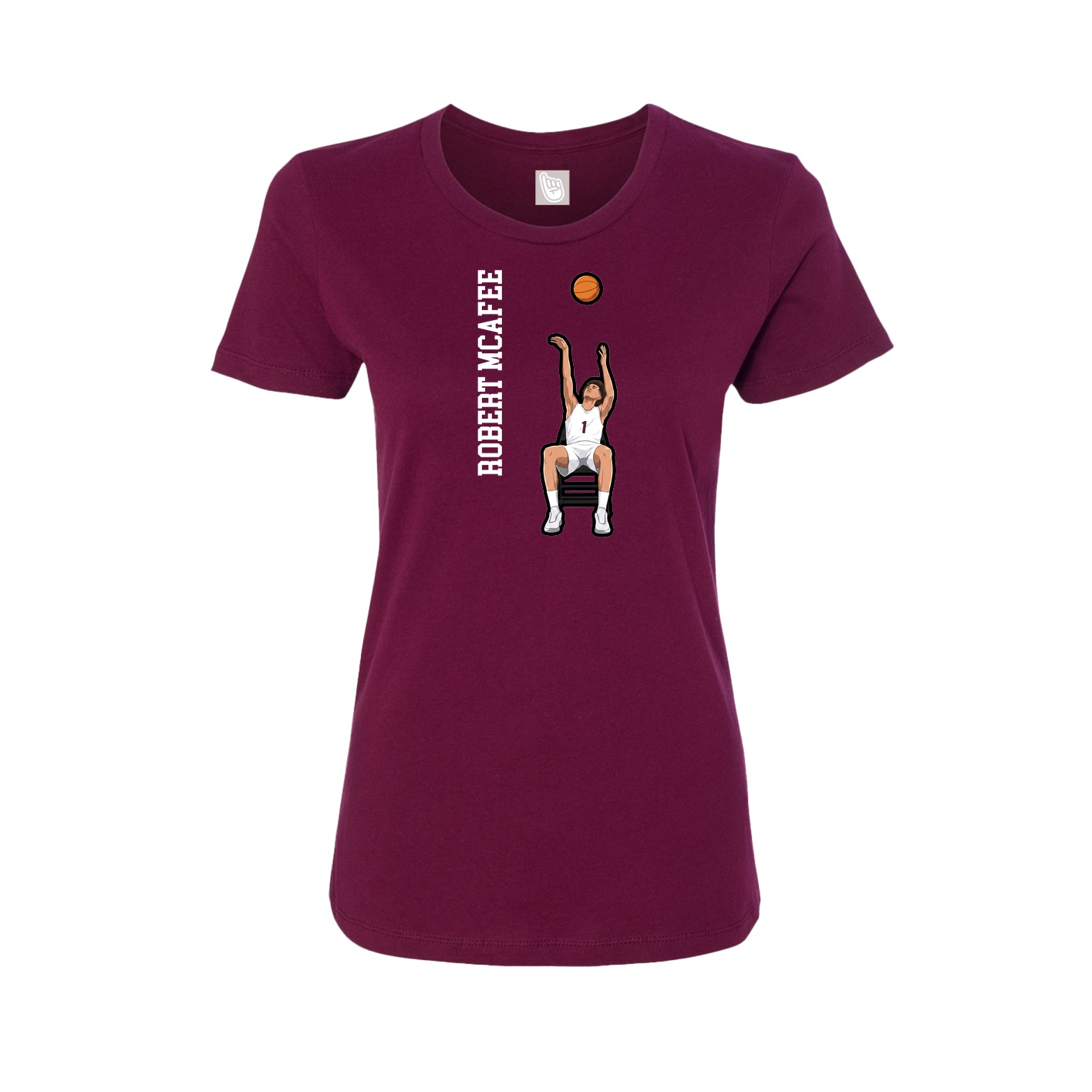 Womens Tee — Name Vertical in Maroon