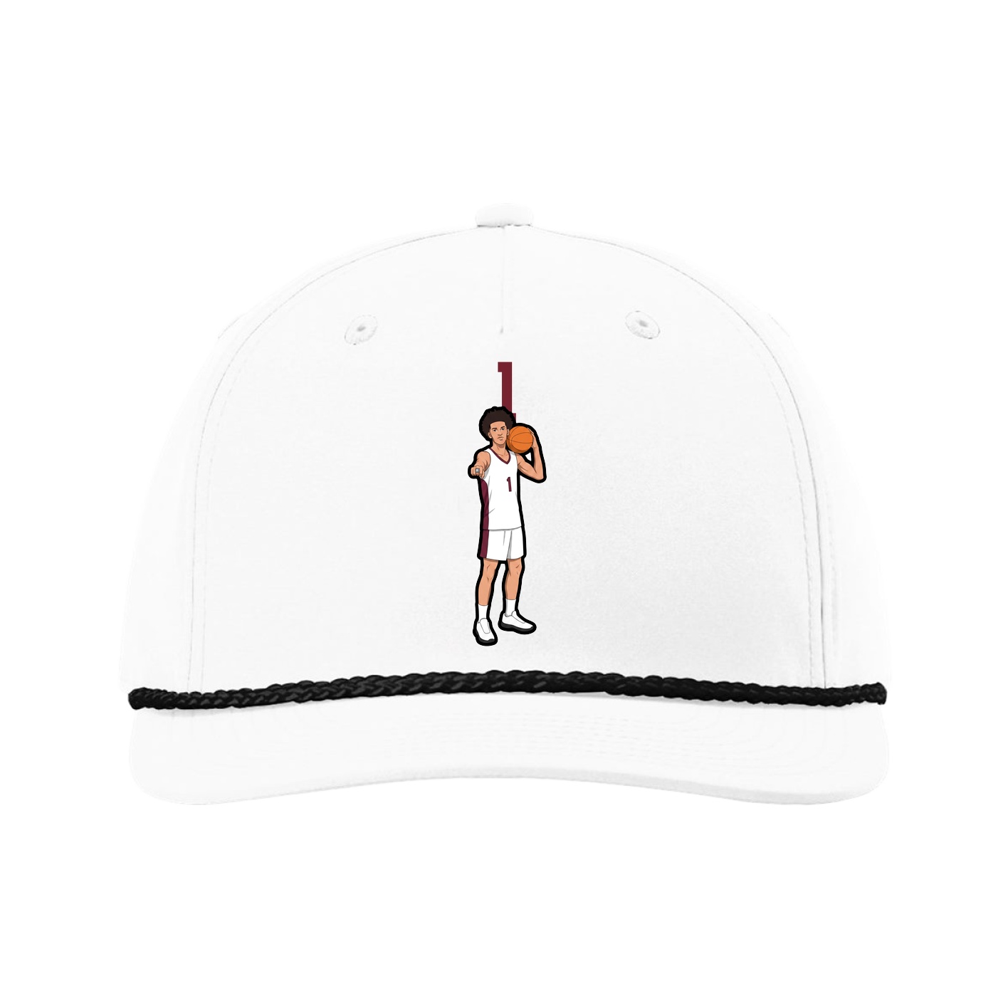 Five-Panel Classic Rope Cap — Number Top in White