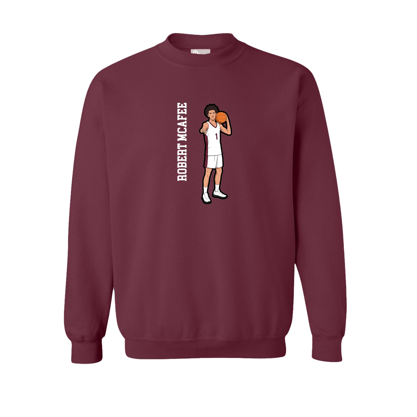 Fleece Crew — Name Vertical in Maroon