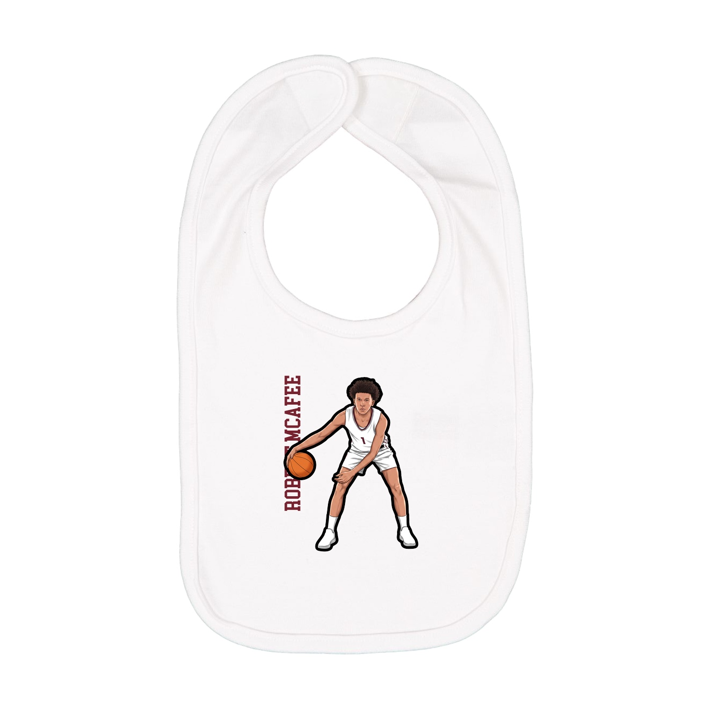 Infant Bib — Name Vertical in White