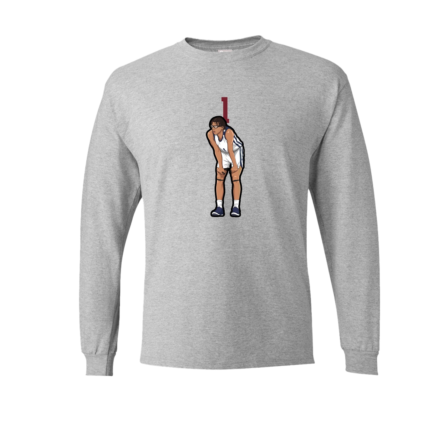 Long Sleeve Tee — Number Top in Grey