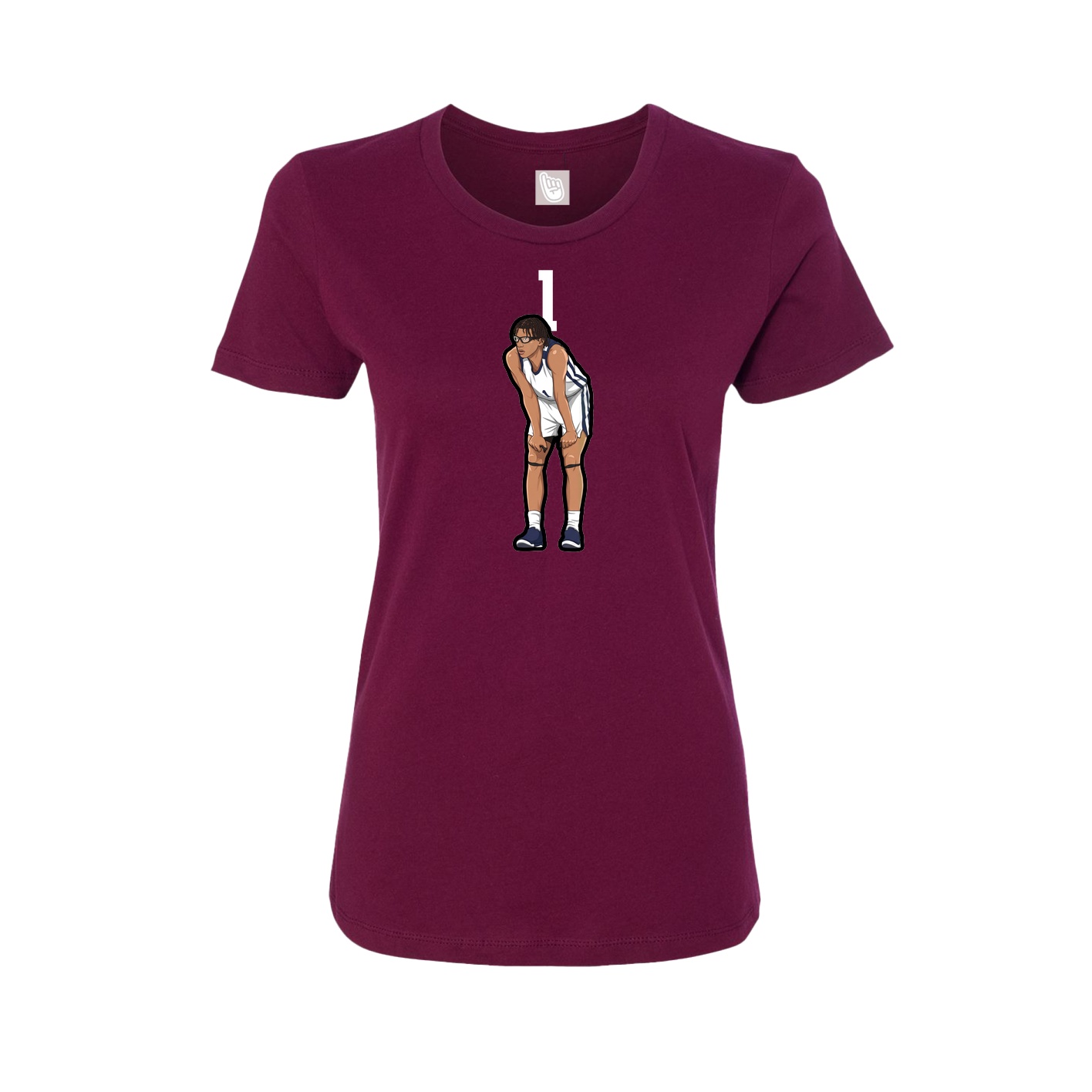 Womens Tee — Number Top in Maroon