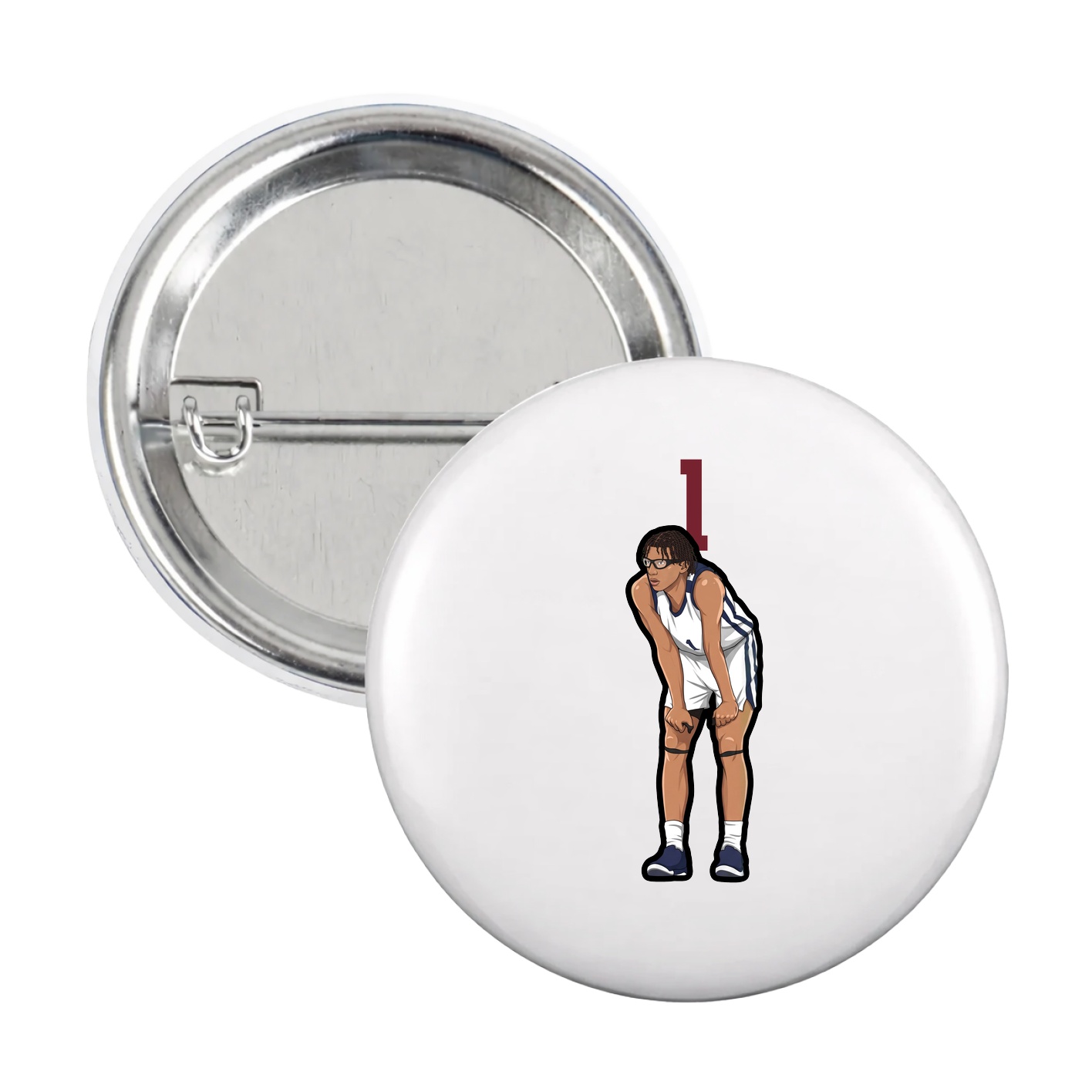 Game Day Button — Number Top in White