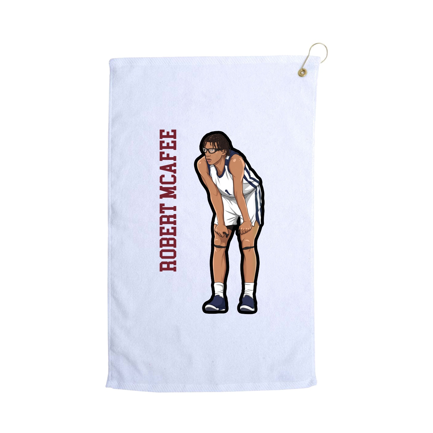 Golf Towel — Name Vertical in White