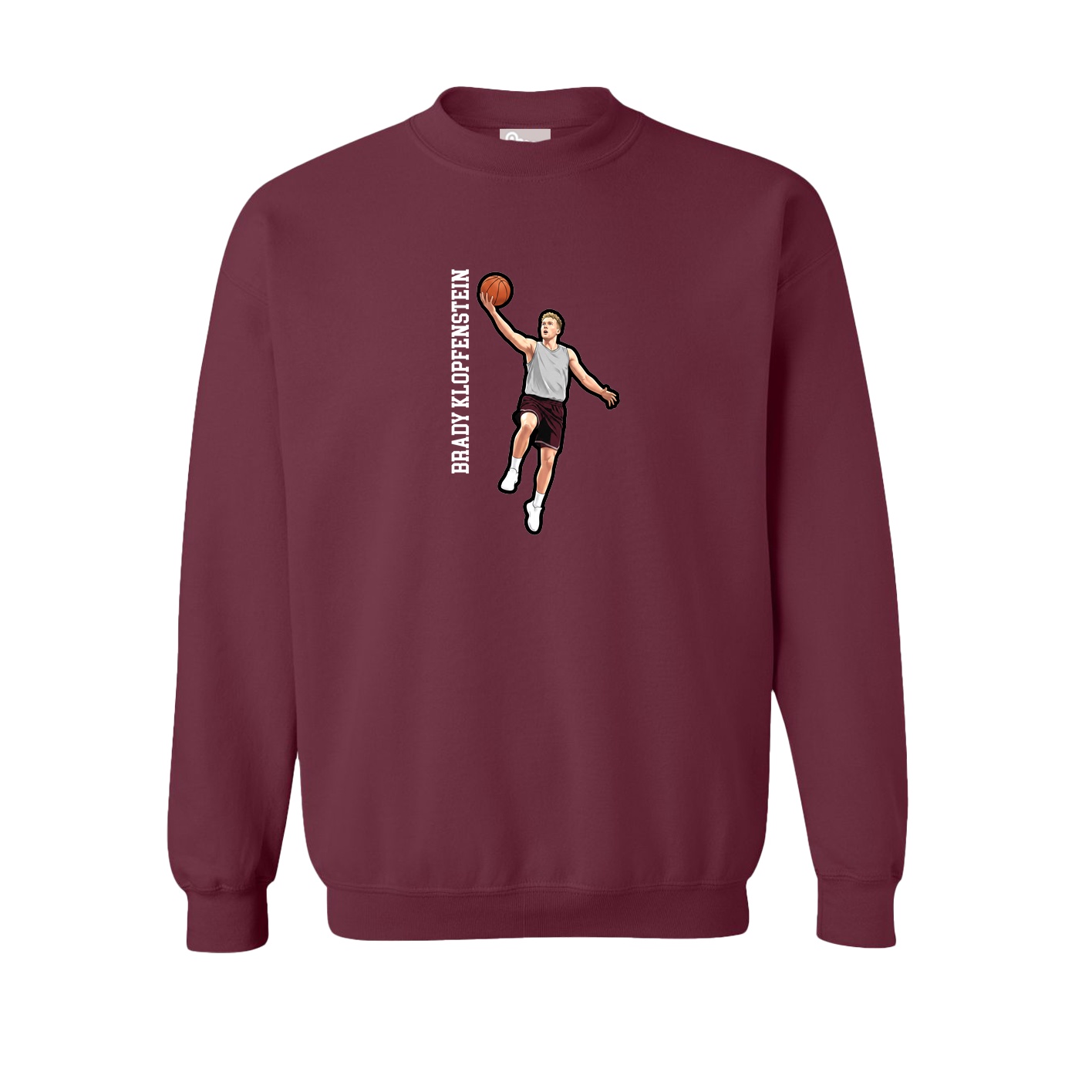 Fleece Crew — Name Vertical in Maroon