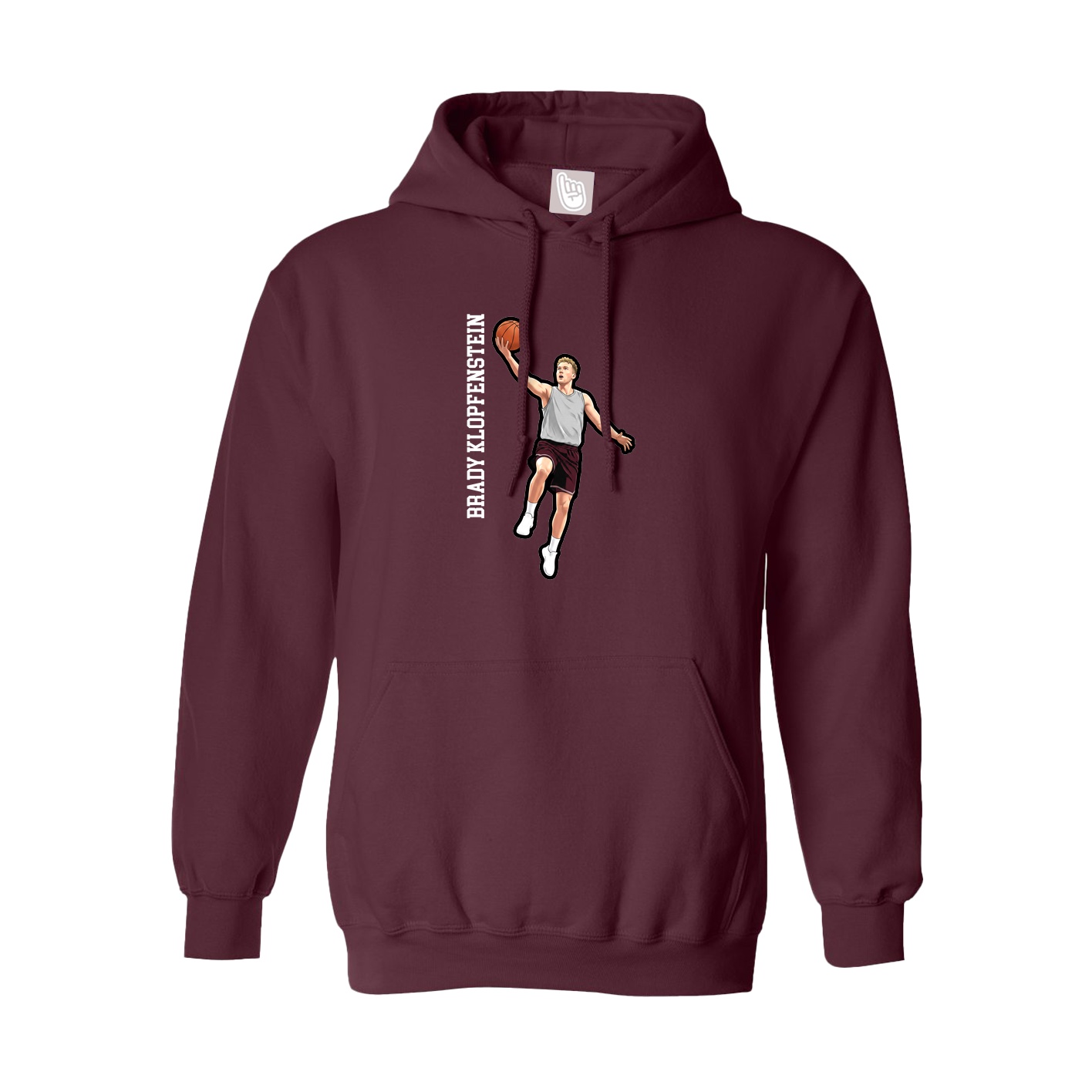 Youth Hoodie — Name Vertical in Maroon