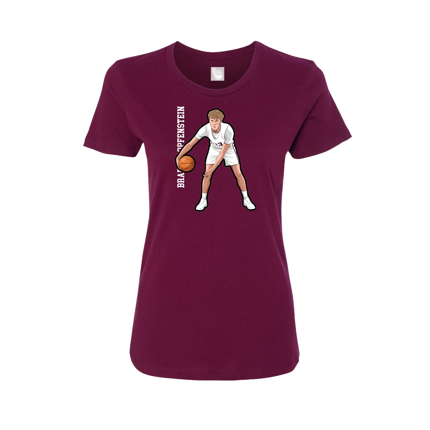 Fitted Women's Tee — Name Vertical in Maroon