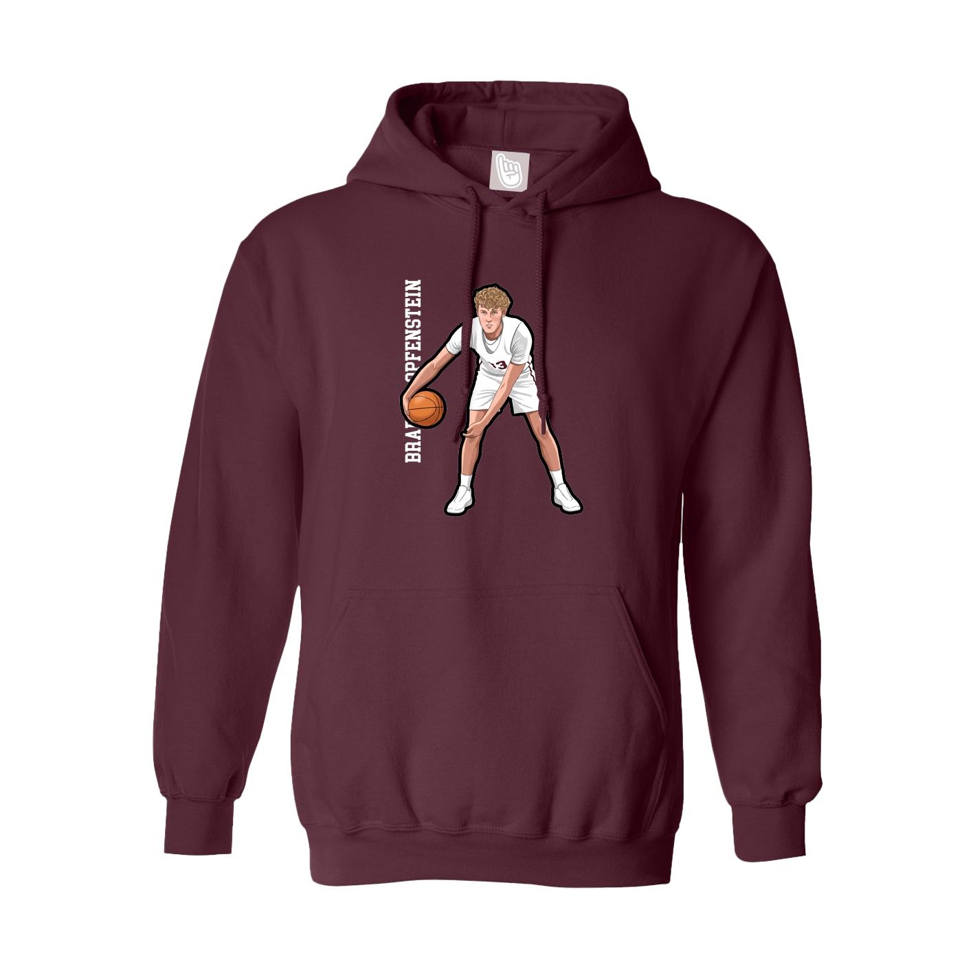 Youth Hoodie — Name Vertical in Maroon