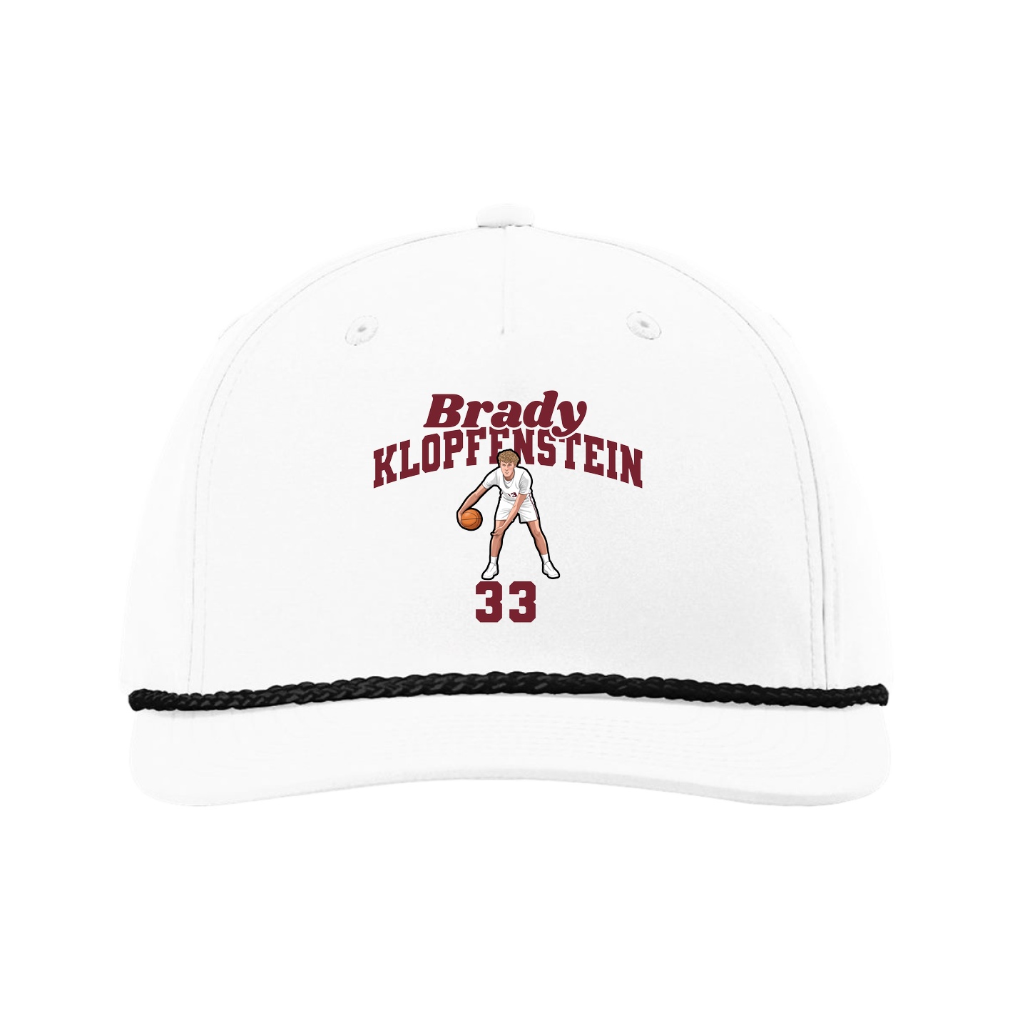 Five-Panel Classic Rope Cap — Signature Arch in White
