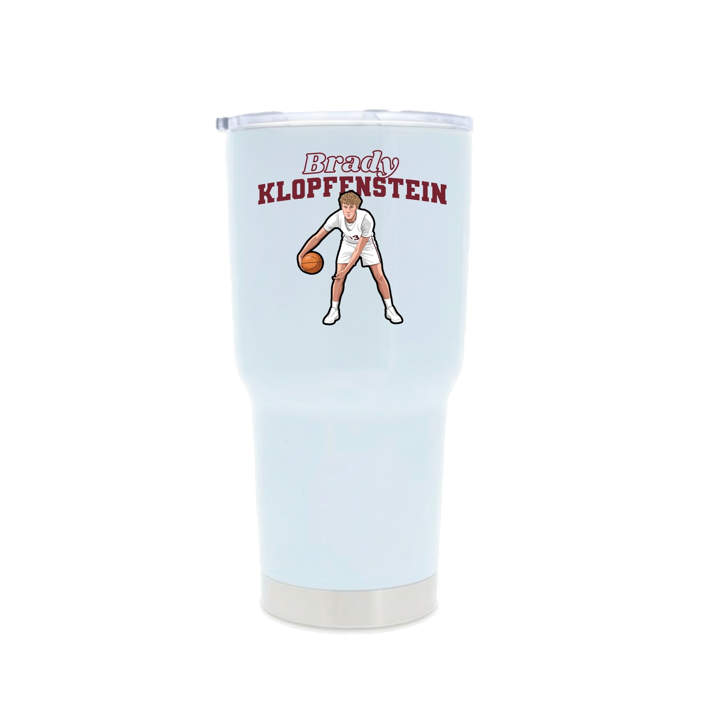 30oz Stainless Steel Tumbler — Name Arch in White