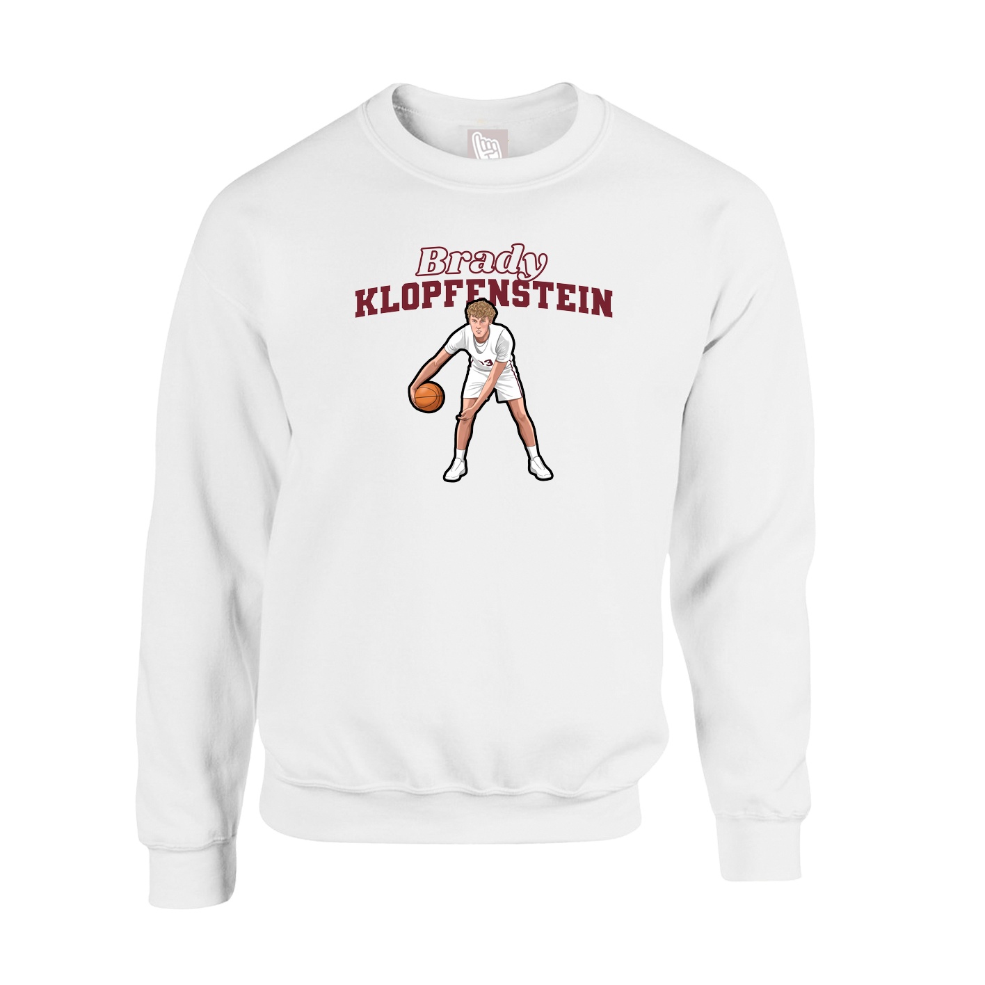 Fleece Crew — Name Arch in White