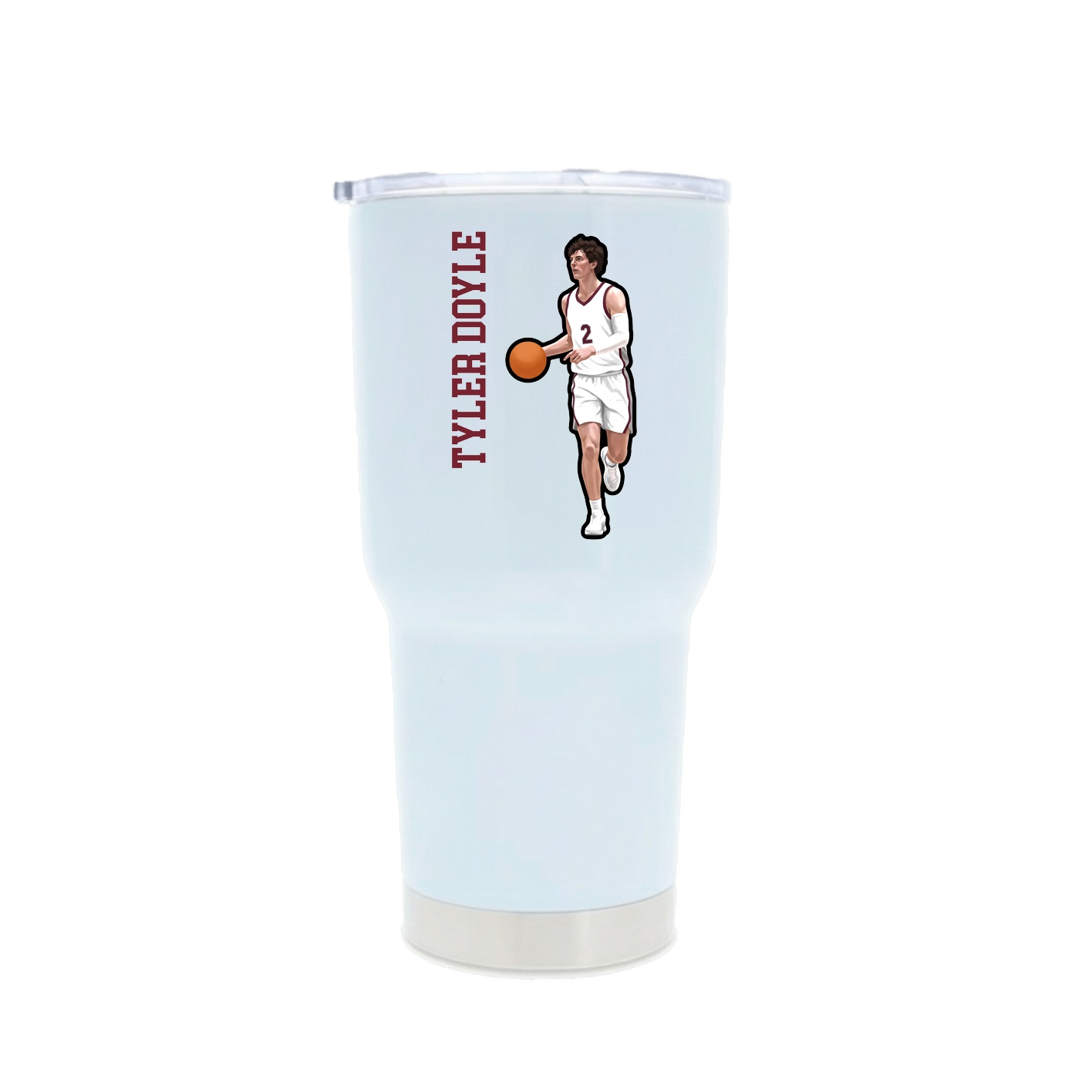 30oz Stainless Steel Tumbler — Name Vertical in White
