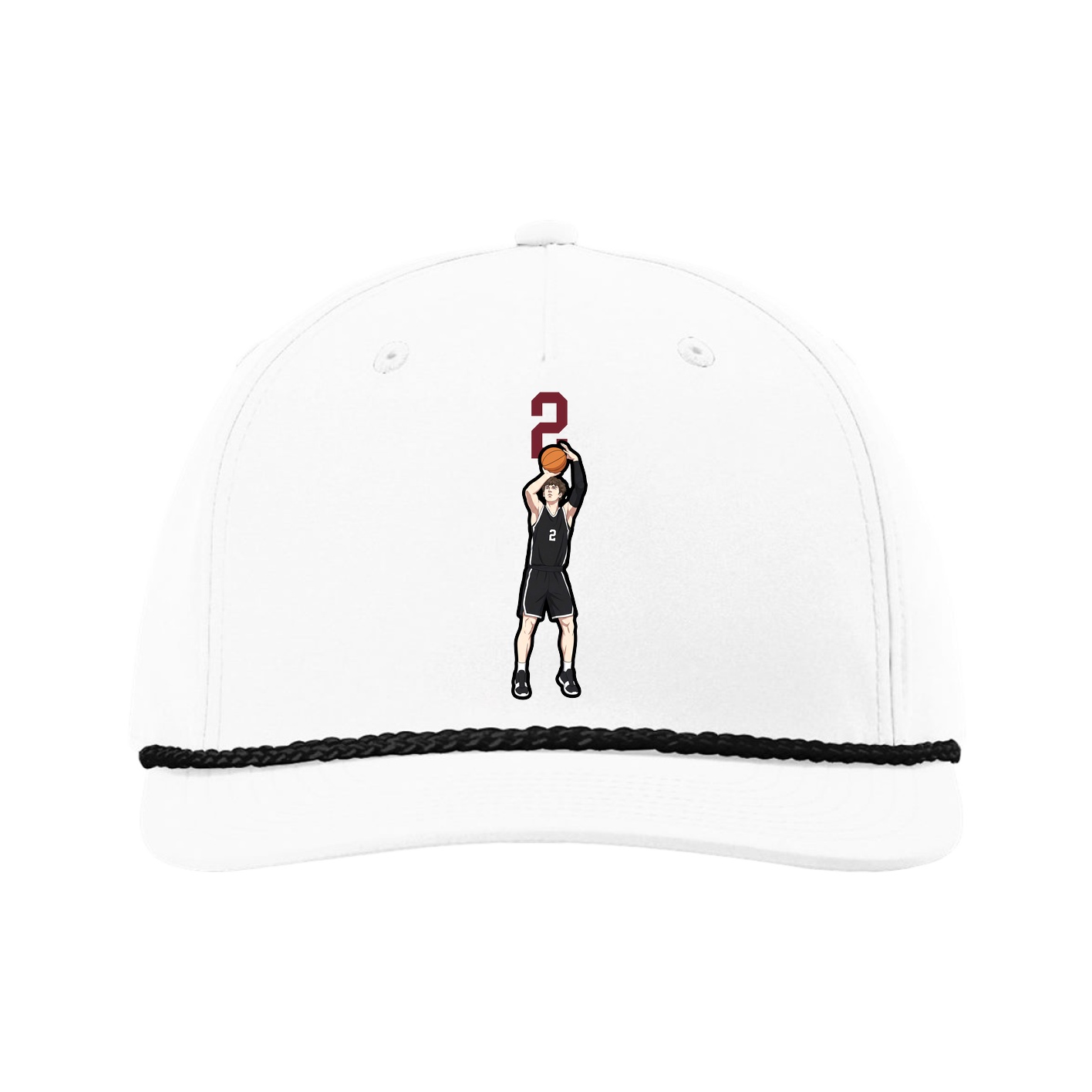 Five-Panel Classic Rope Cap — Number Top in White