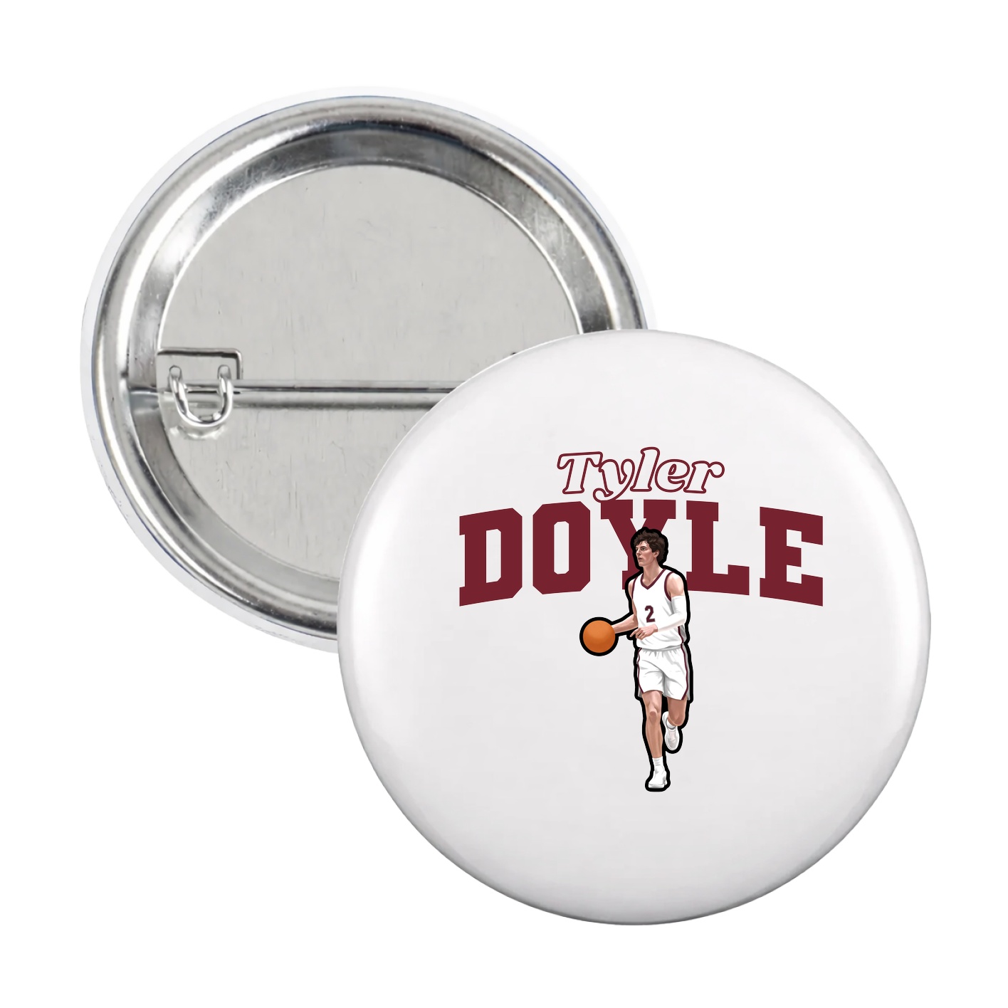 Game Day Button — Name Arch in White