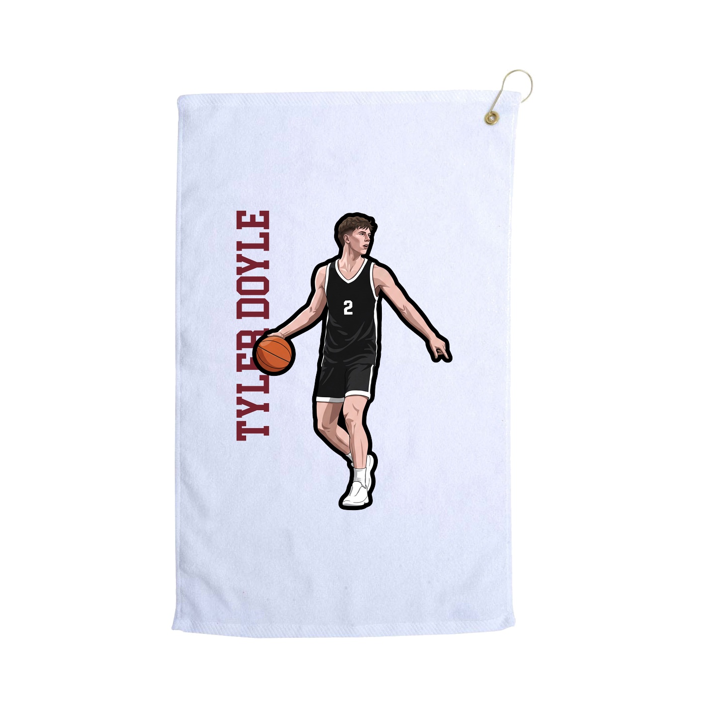 Golf Towel — Name Vertical in White