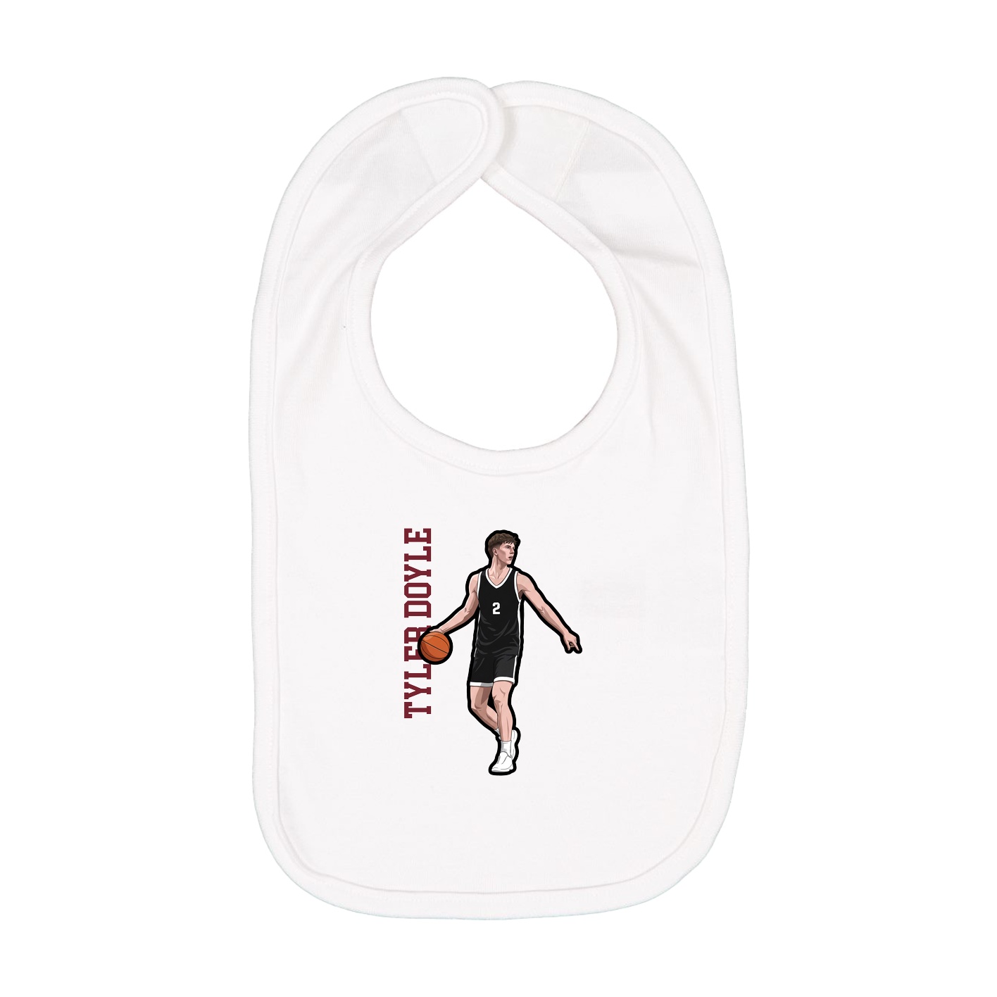 Infant Bib — Name Vertical in White