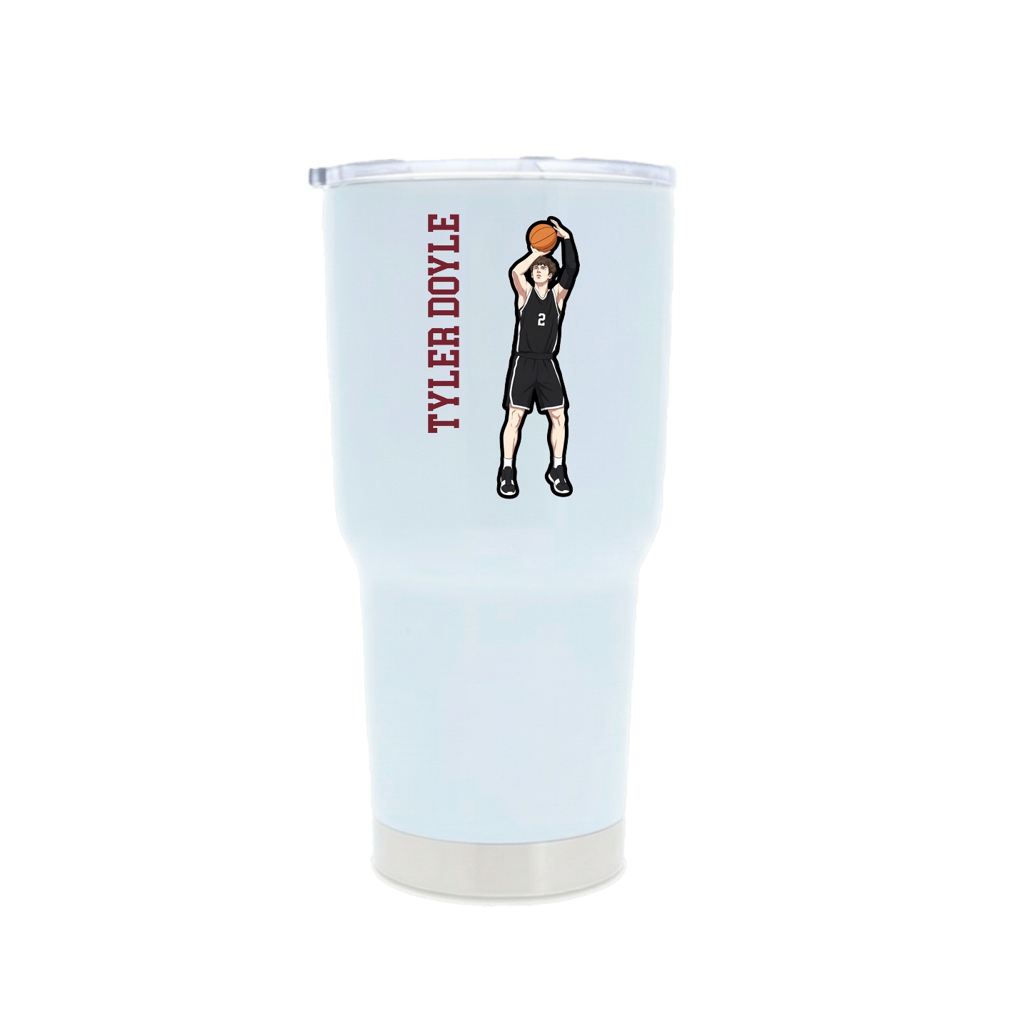 30oz Stainless Steel Tumbler — Name Vertical in White