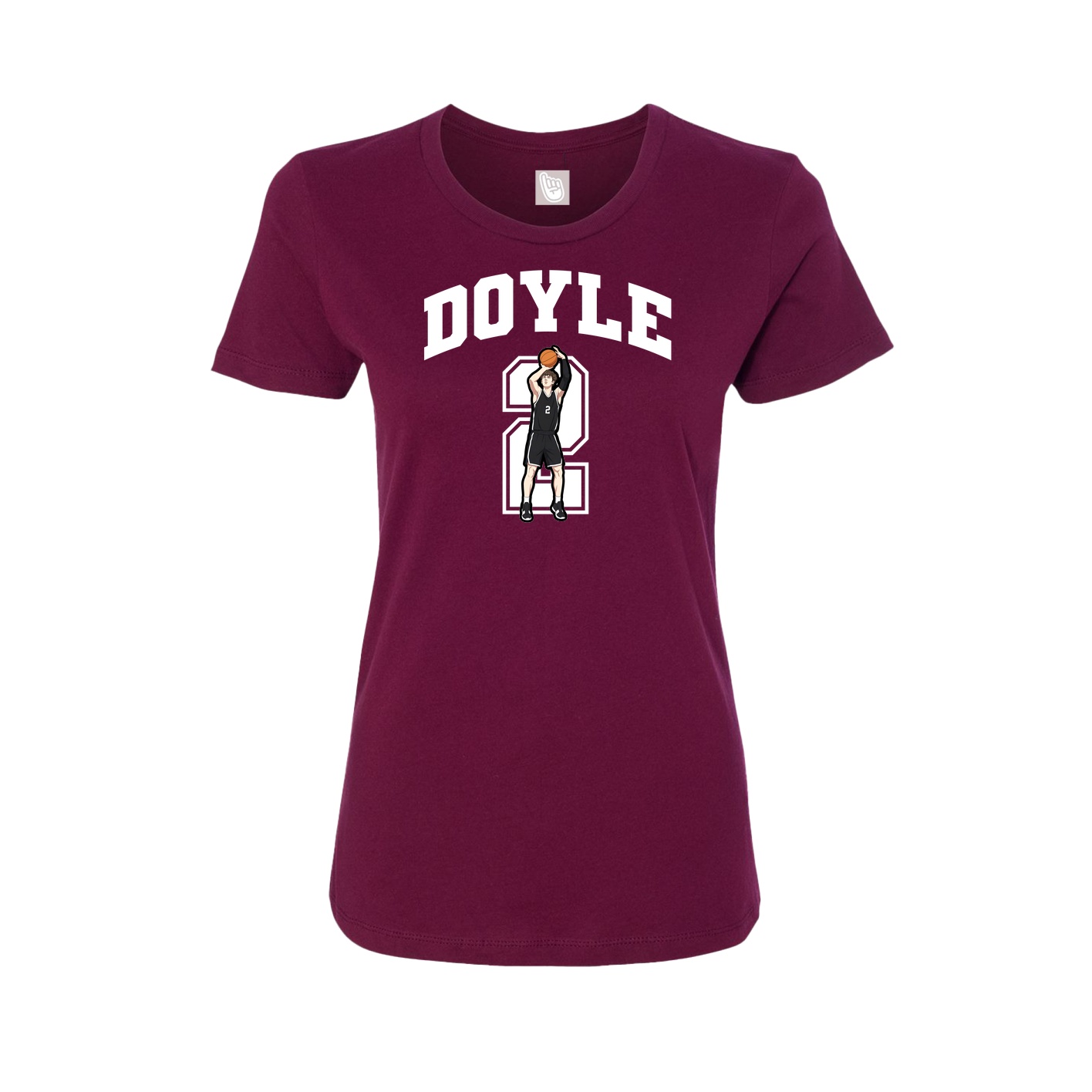 Fitted Women's Tee — Number in Maroon