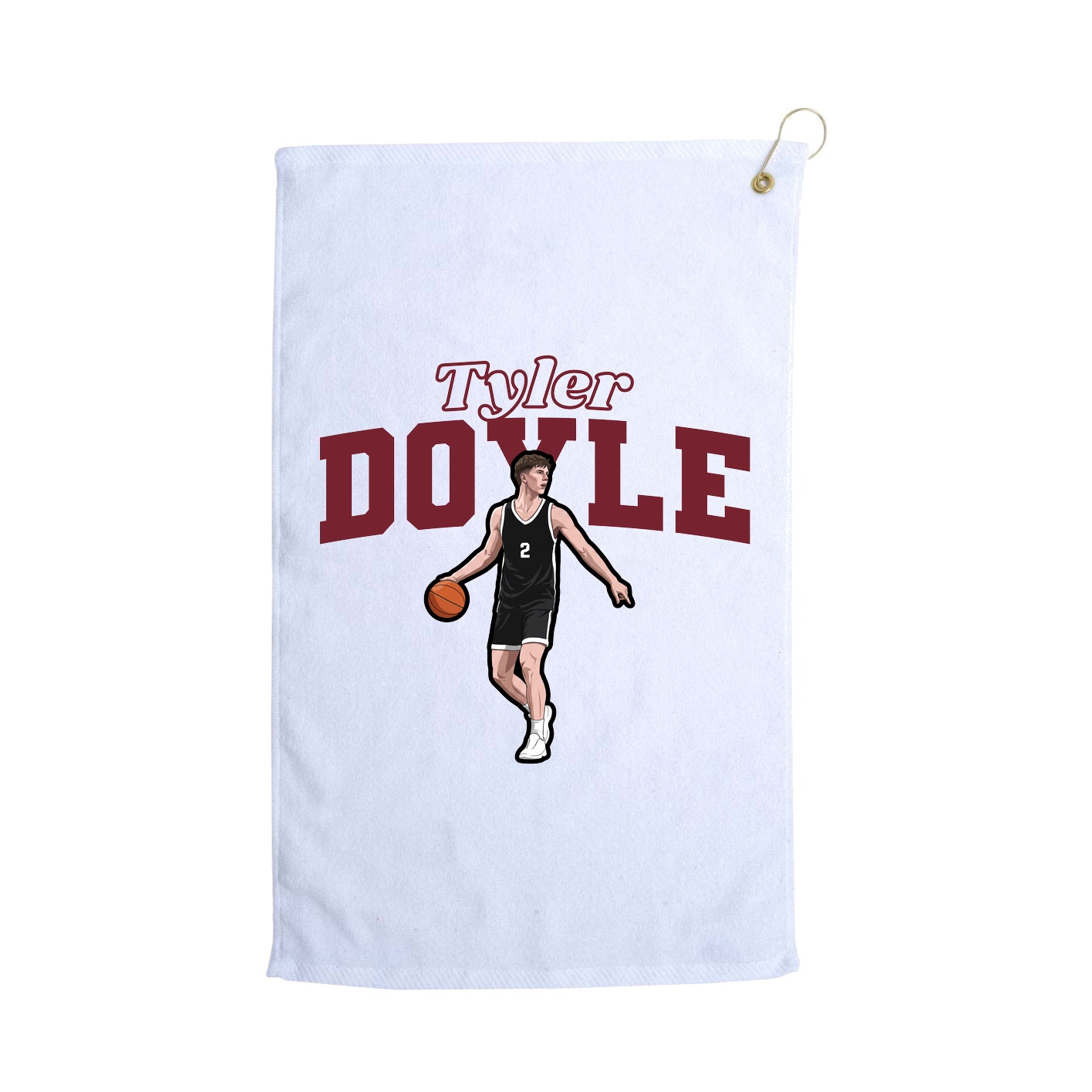 Golf Towel — Name Arch in White