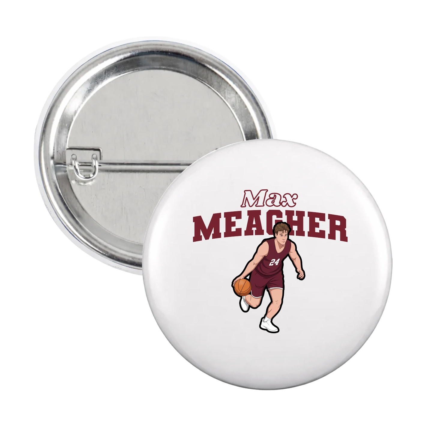 Game Day Button — Name Arch in White