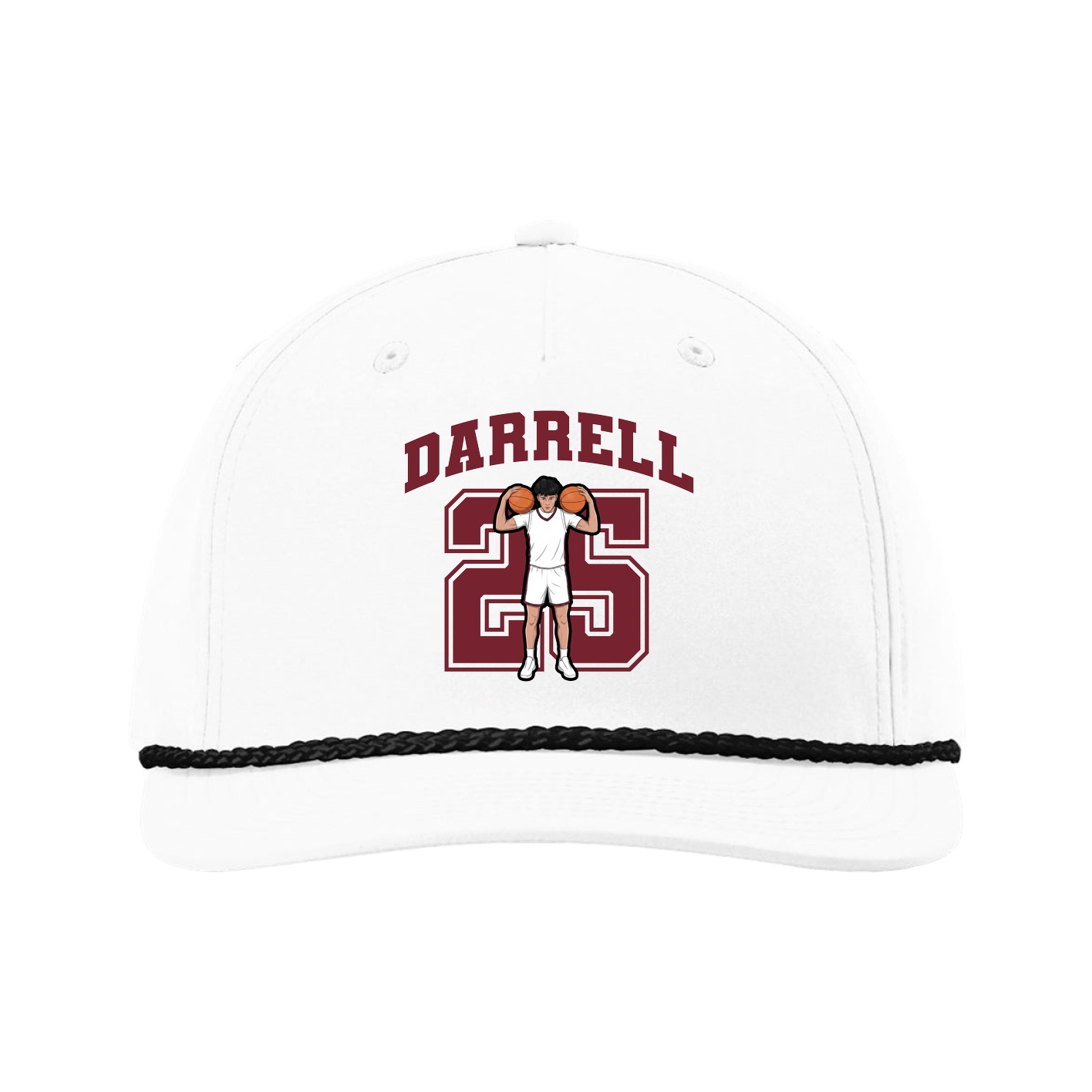 Five-Panel Classic Rope Cap — Number in White