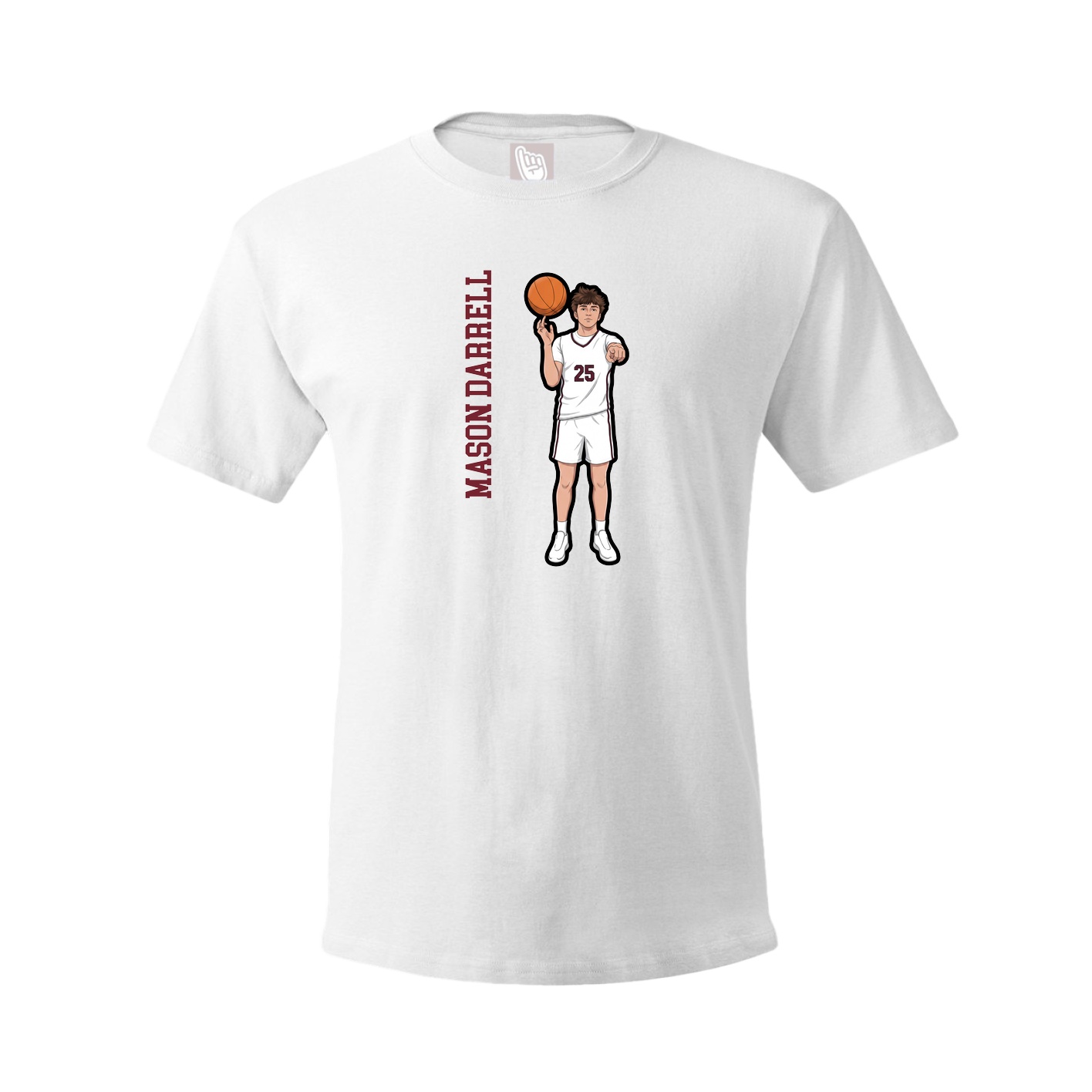 Youth Tee — Name Vertical in White