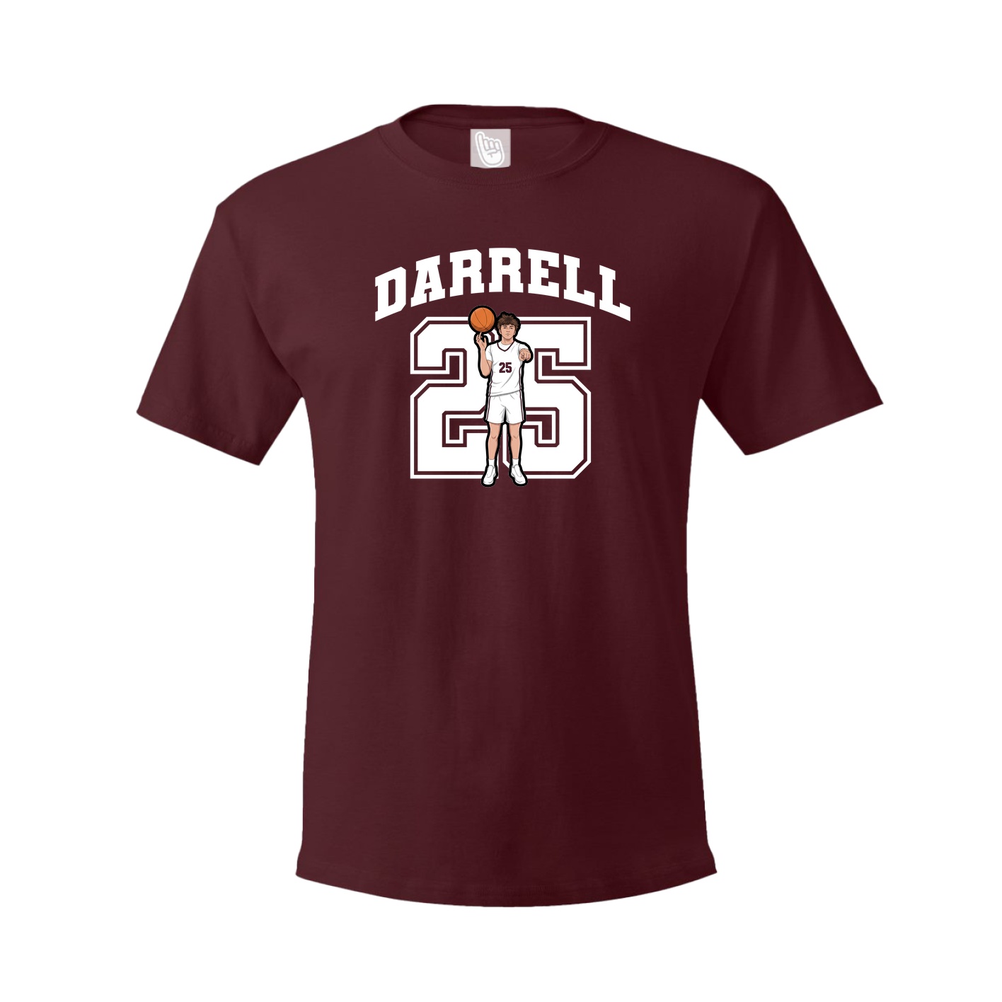 Youth Tee — Number in Maroon