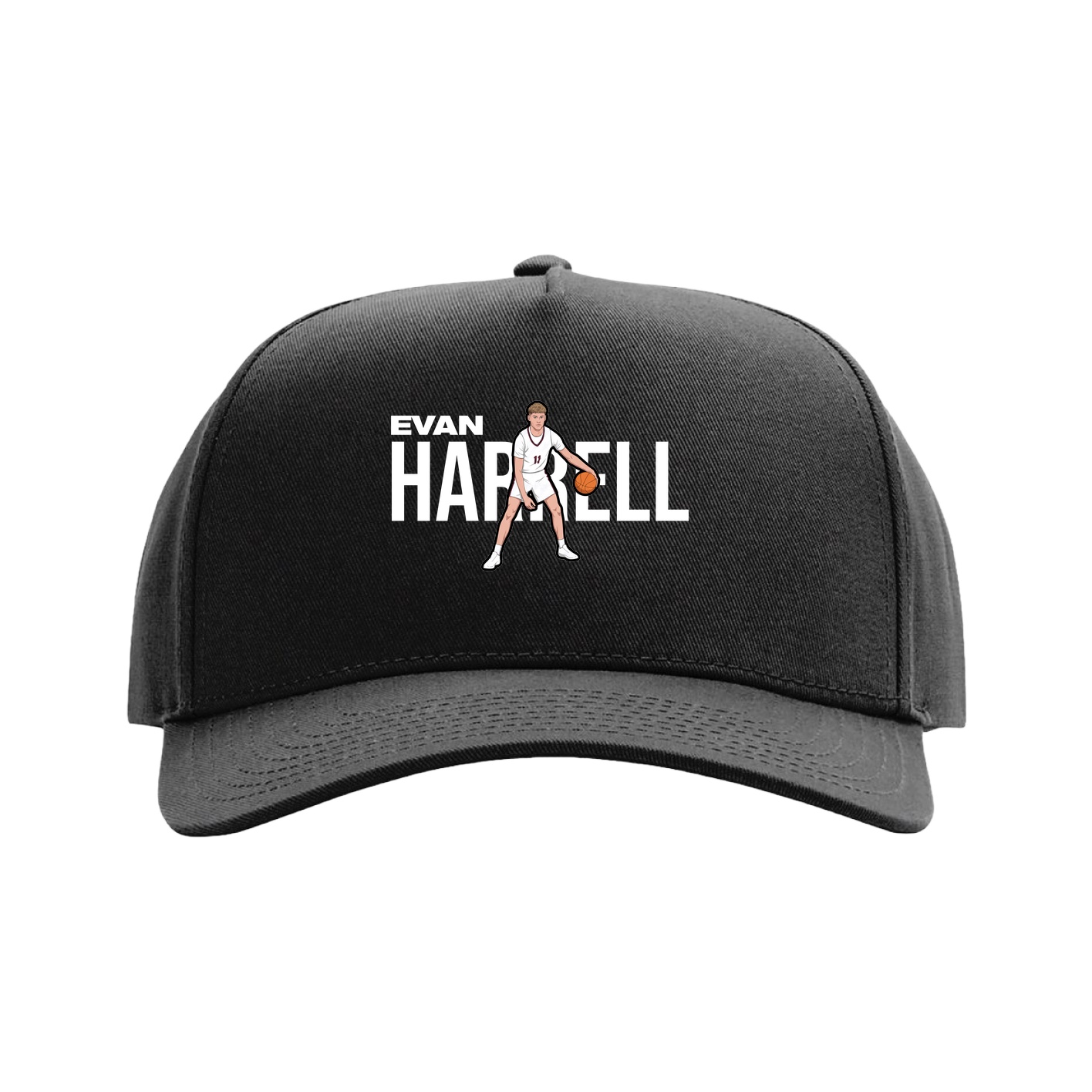 Full Fabric Five-Panel Champ Cap — Player Name in Black