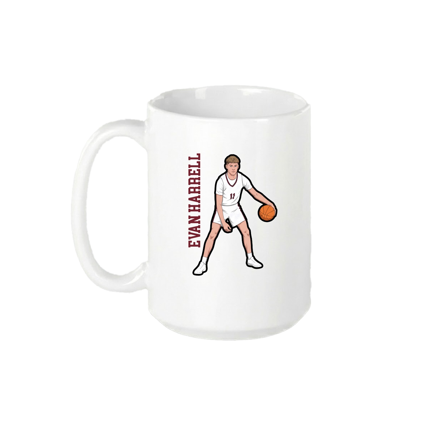 15oz Coffee Mug — Name Vertical in White