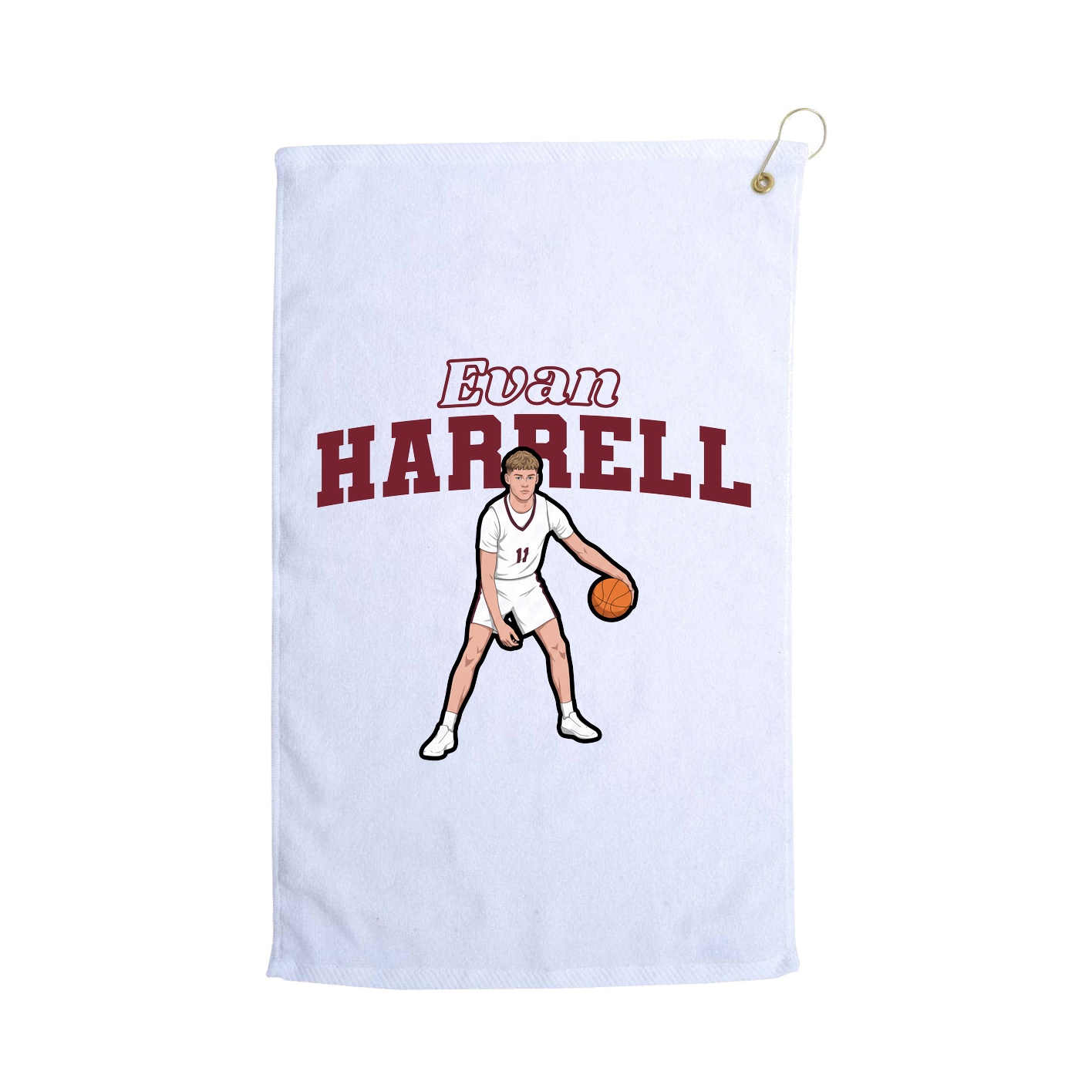 Golf Towel — Name Arch in White