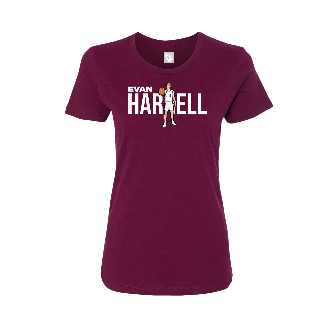 Fitted Women's Tee — Player Name in Maroon