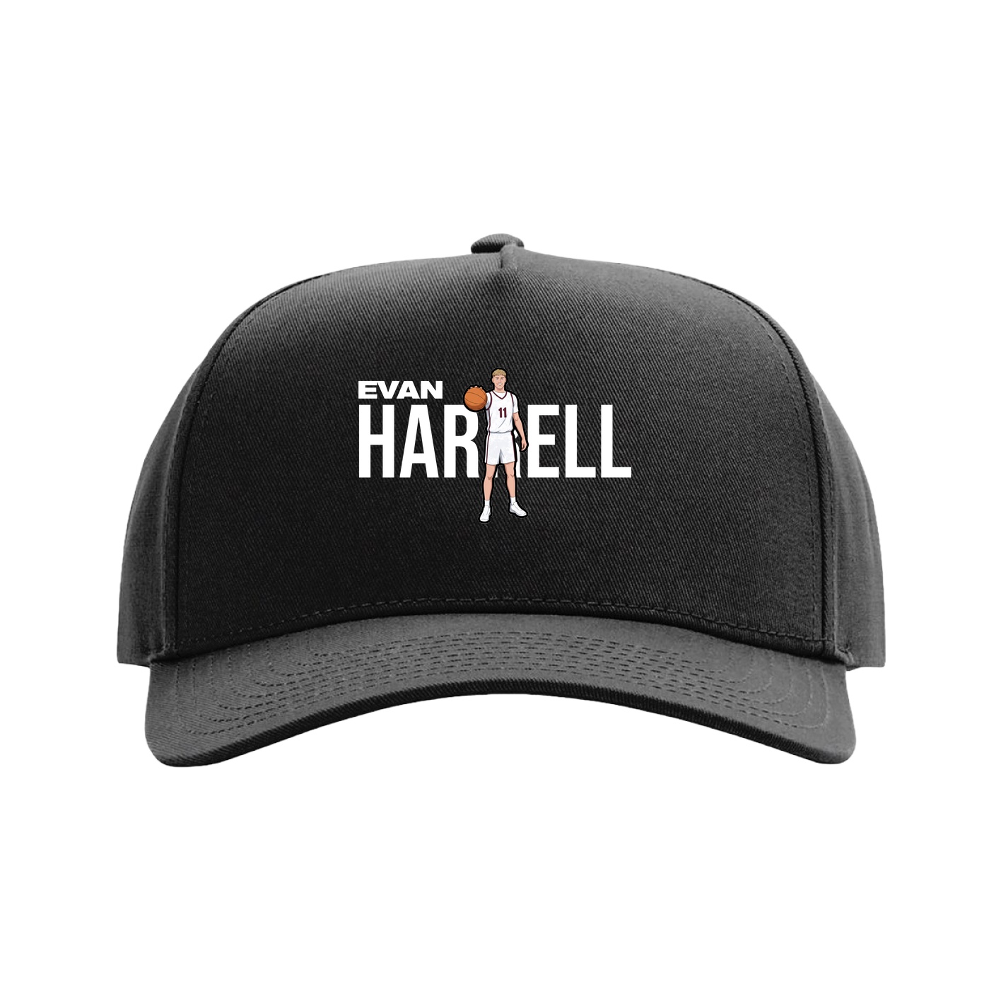 Full Fabric Five-Panel Champ Cap — Player Name in Black