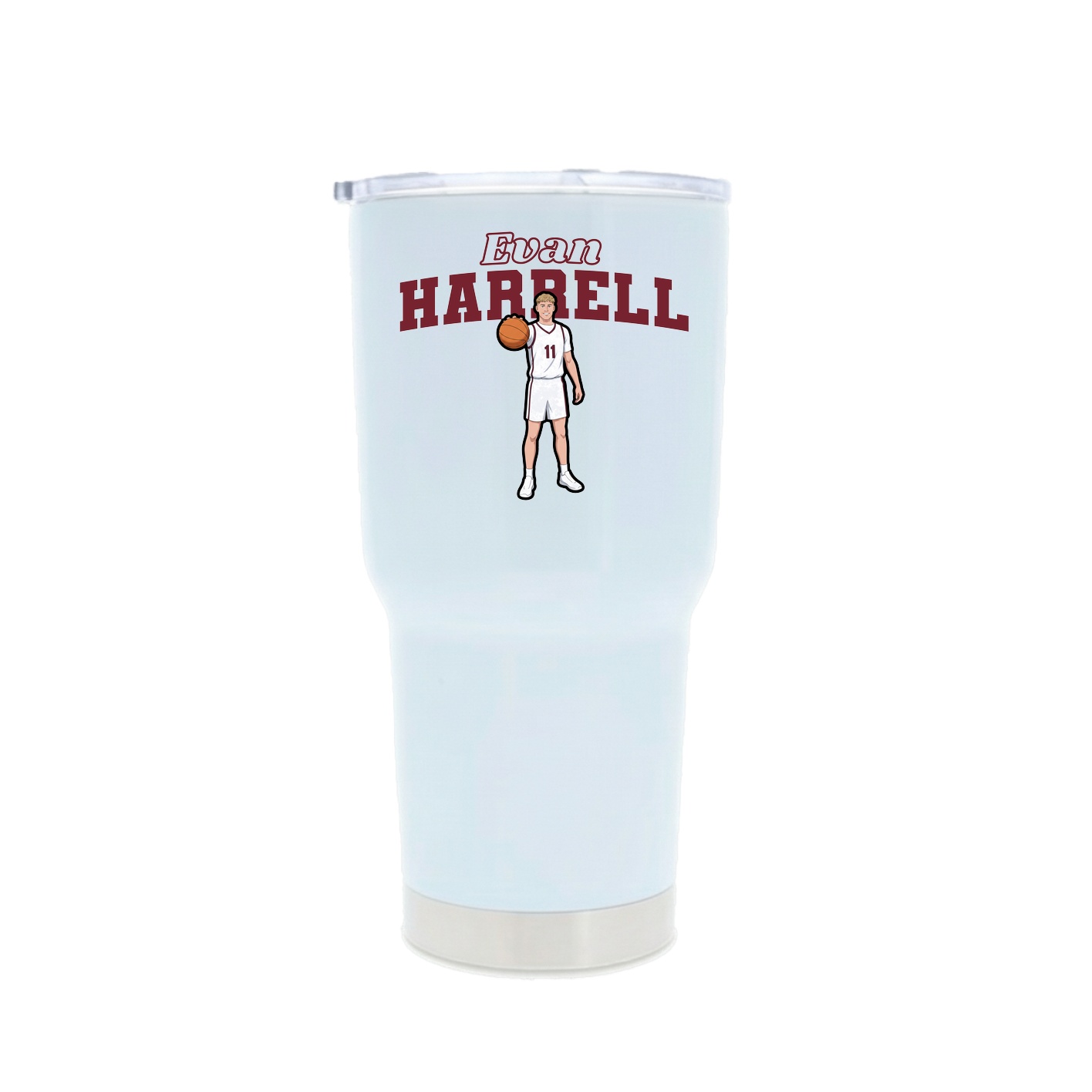 30oz Stainless Steel Tumbler — Name Arch in White