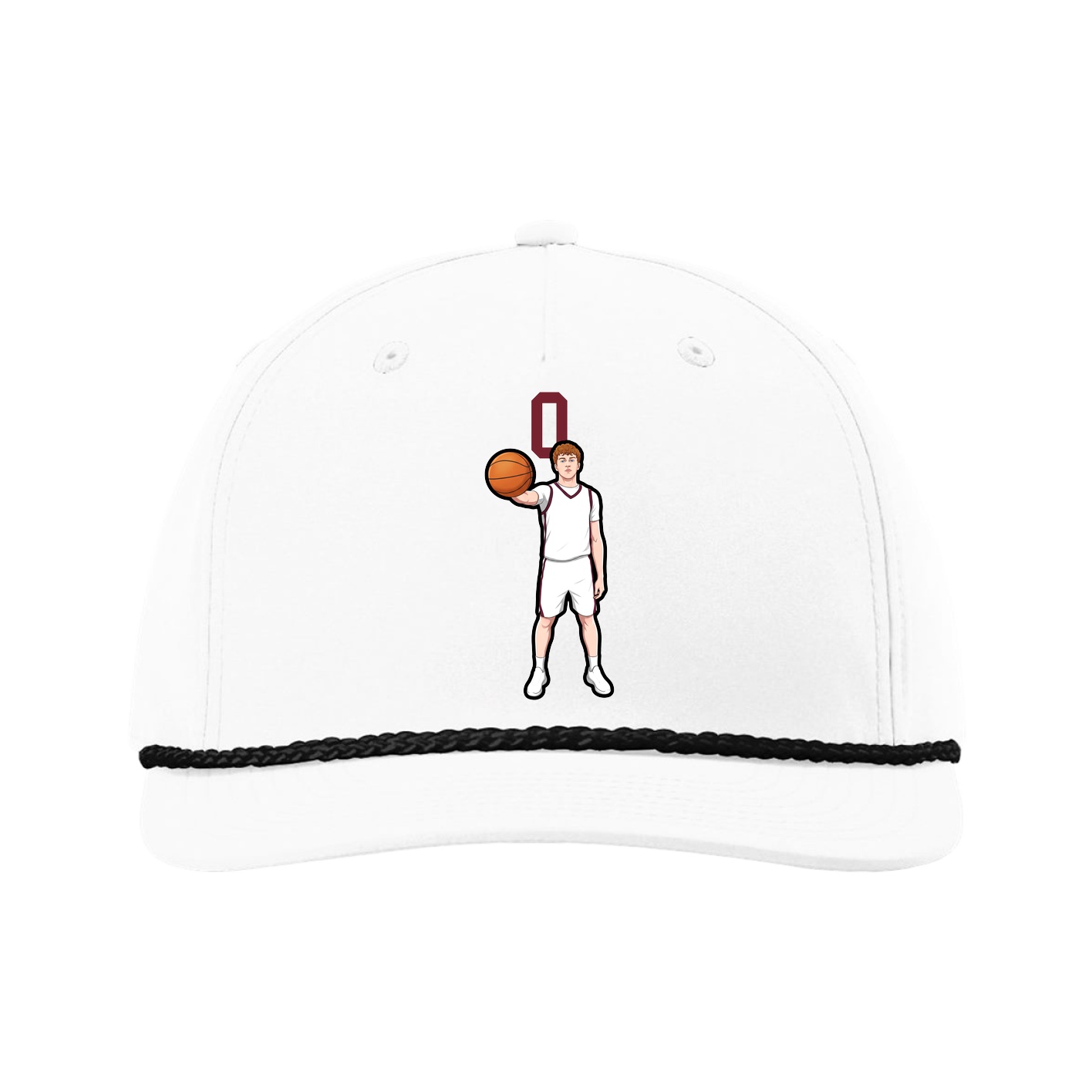 Five-Panel Classic Rope Cap — Number Top in White