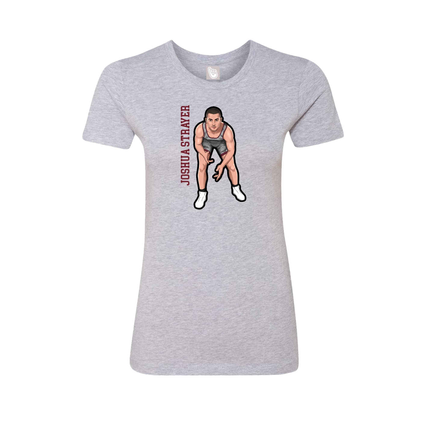 Fitted Women's Tee — Name Vertical in Grey