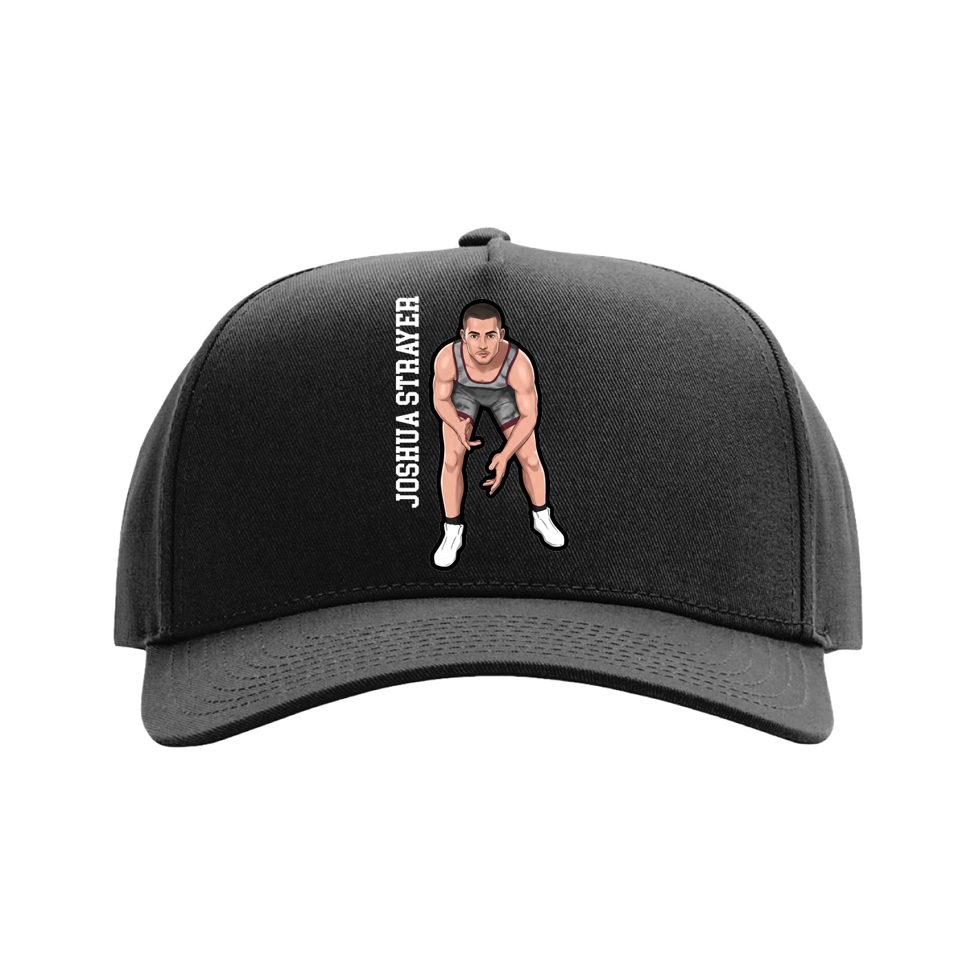 Full Fabric Five-Panel Champ Cap — Name Vertical in Black