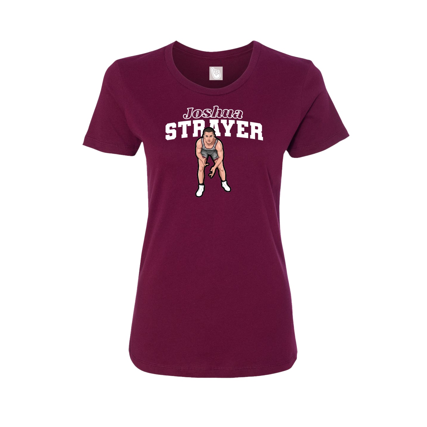 Fitted Women's Tee — Name Arch in Maroon