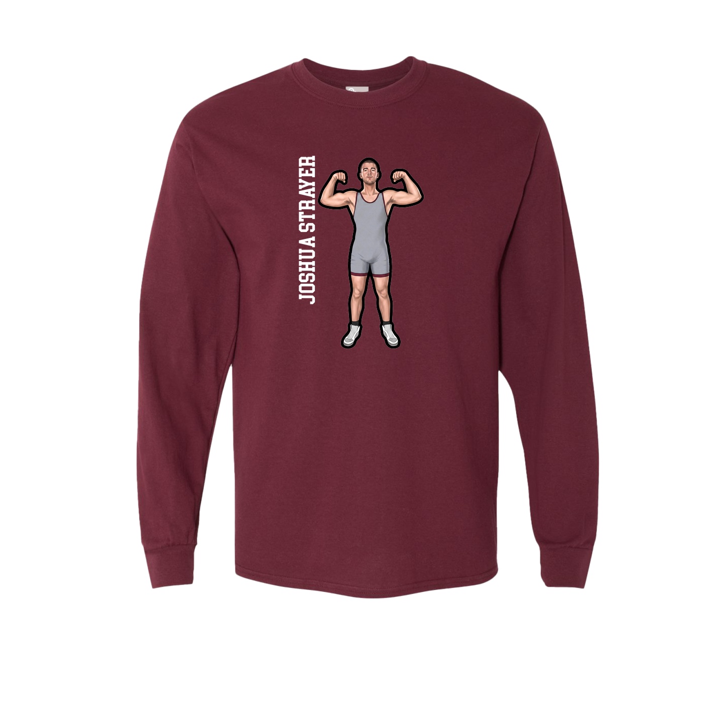 Long Sleeve Tee — Name Vertical in Maroon