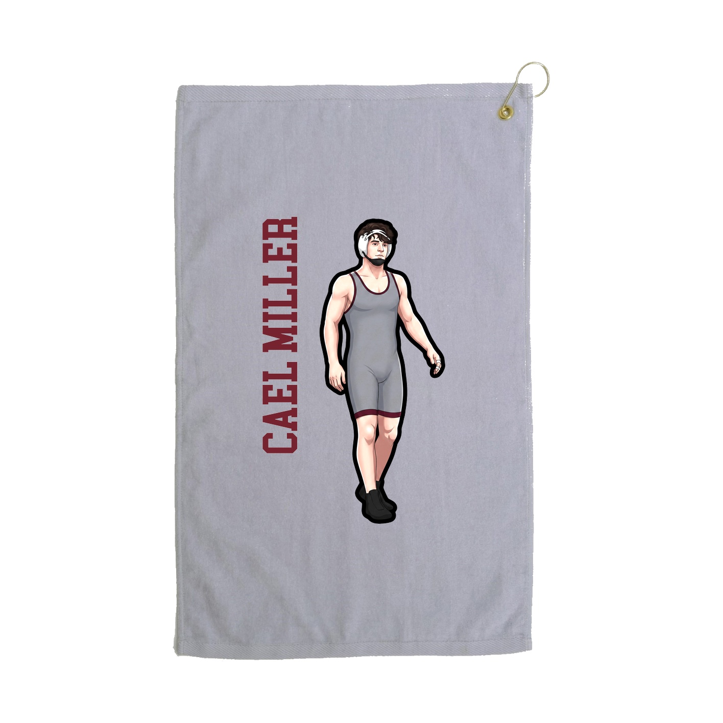 Golf Towel — Name Vertical in Grey