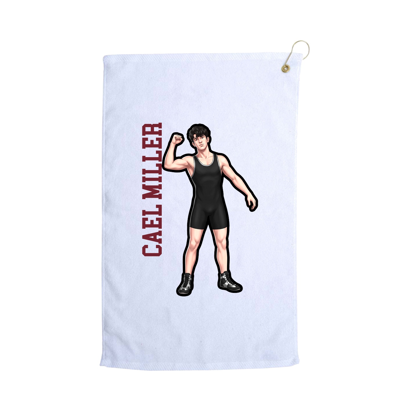 Golf Towel — Name Vertical in White