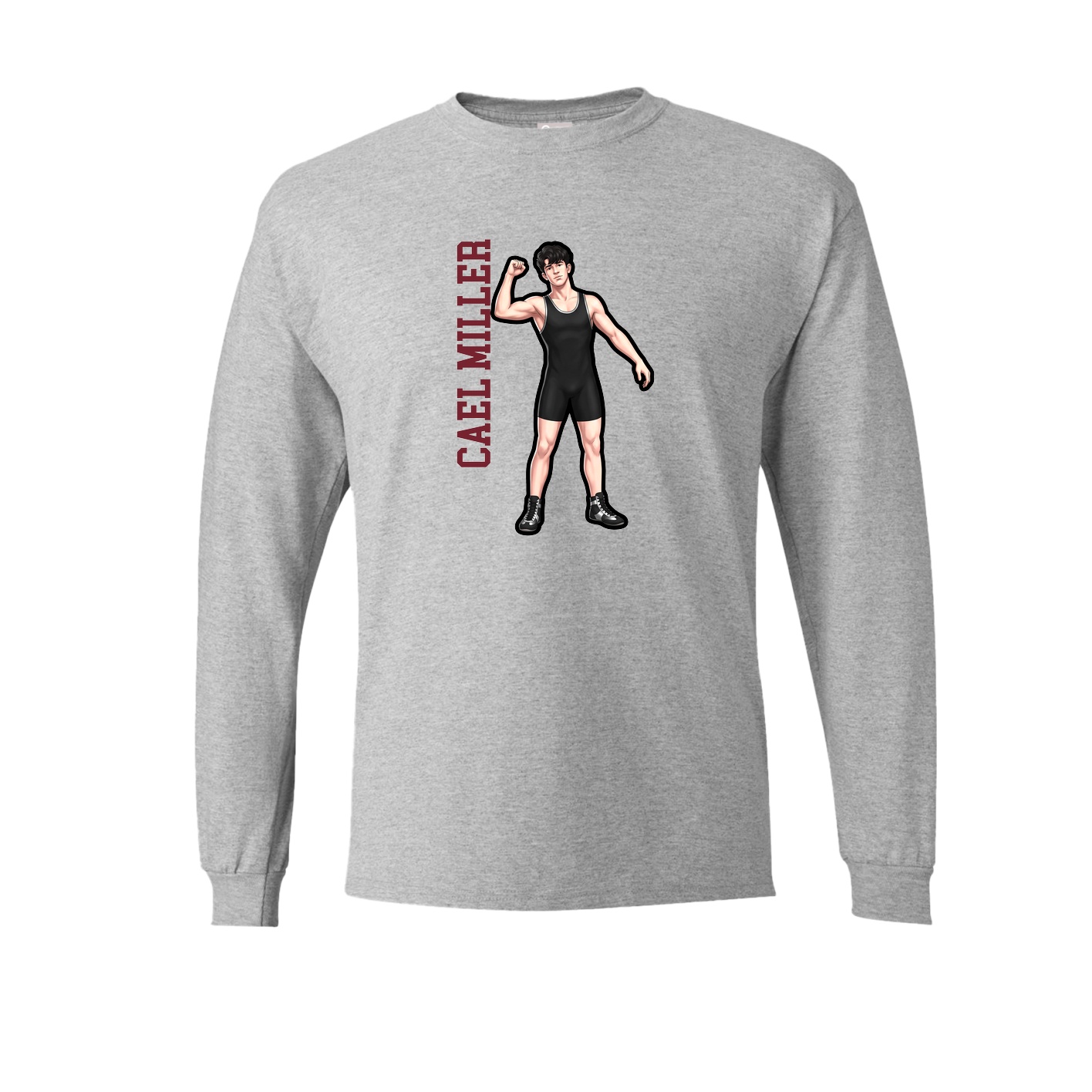 Long Sleeve Tee — Name Vertical in Grey