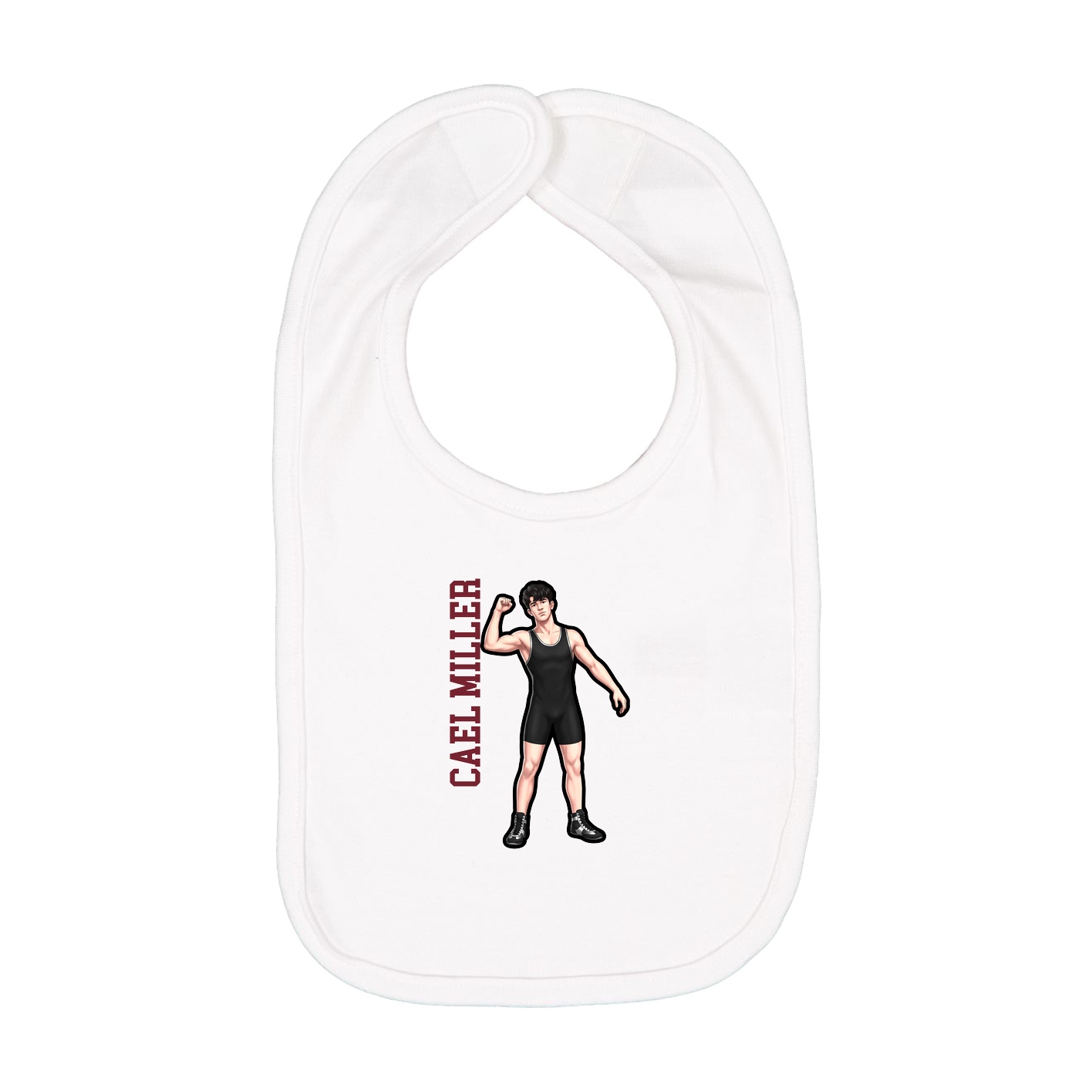 Infant Bib — Name Vertical in White