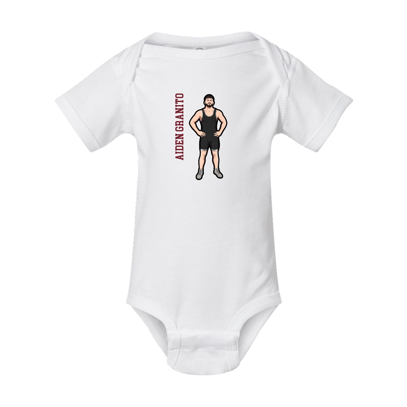 Baby Onesie — Name Vertical in White