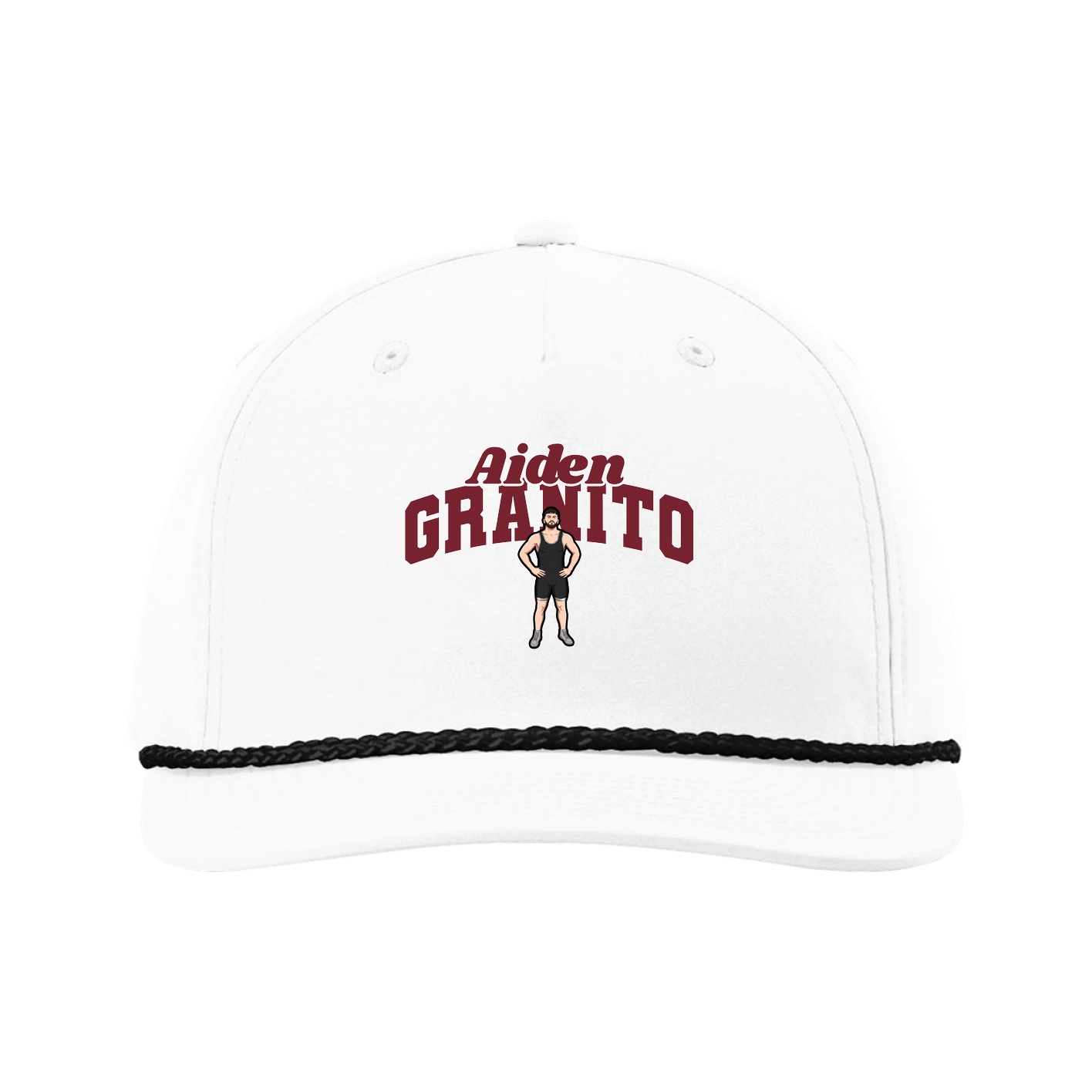 Five-Panel Classic Rope Cap — Signature Arch in White