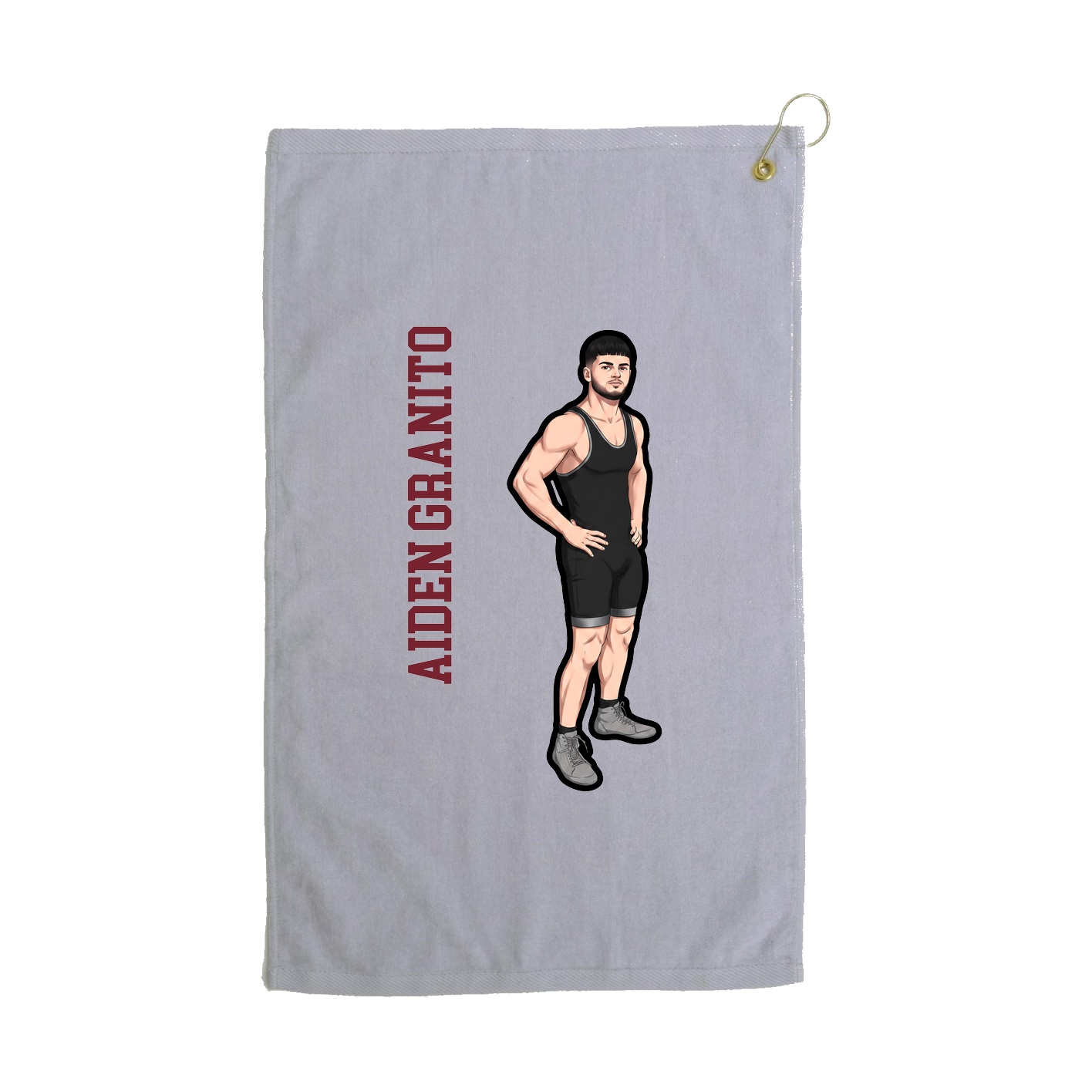 Golf Towel — Name Vertical in Grey