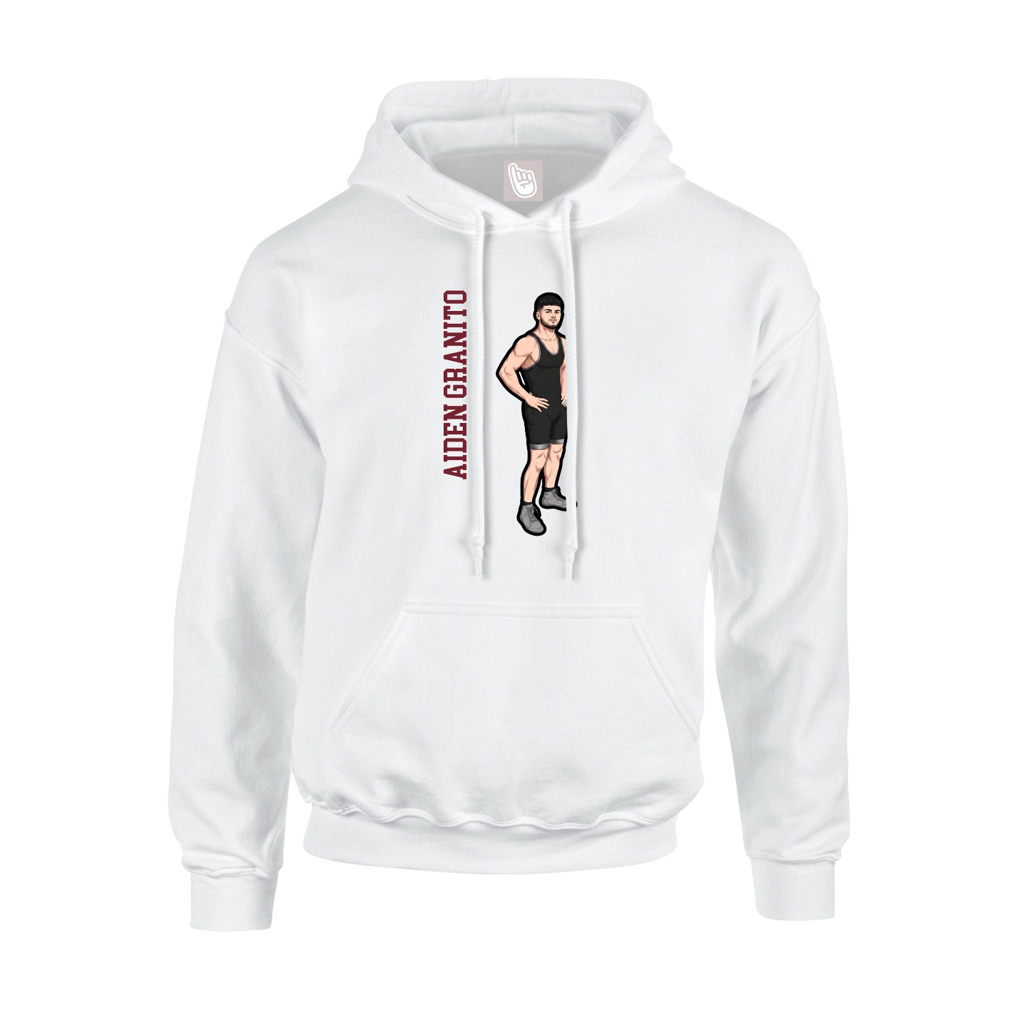 Youth Hoodie — Name Vertical in White